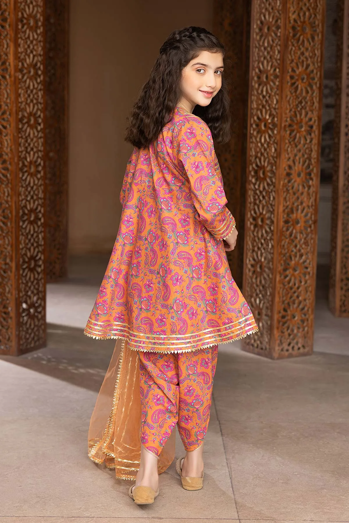 3-Pc Lawn Shirt with Tulip Shalwar & Net Dupatta CKP23-04