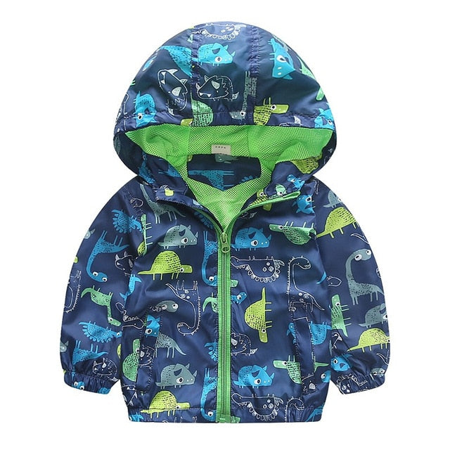 80-120cm Cute Dinosaur Spring Children Coat Autumn Kids Jacket Boys Outerwear Coats Active Boy Windbreaker Baby Clothes Clothing