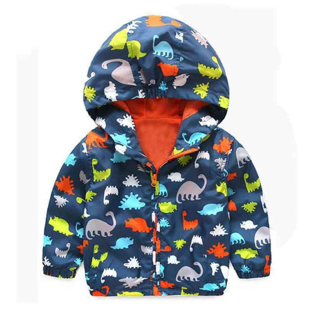 80-120cm Cute Dinosaur Spring Children Coat Autumn Kids Jacket Boys Outerwear Coats Active Boy Windbreaker Baby Clothes Clothing