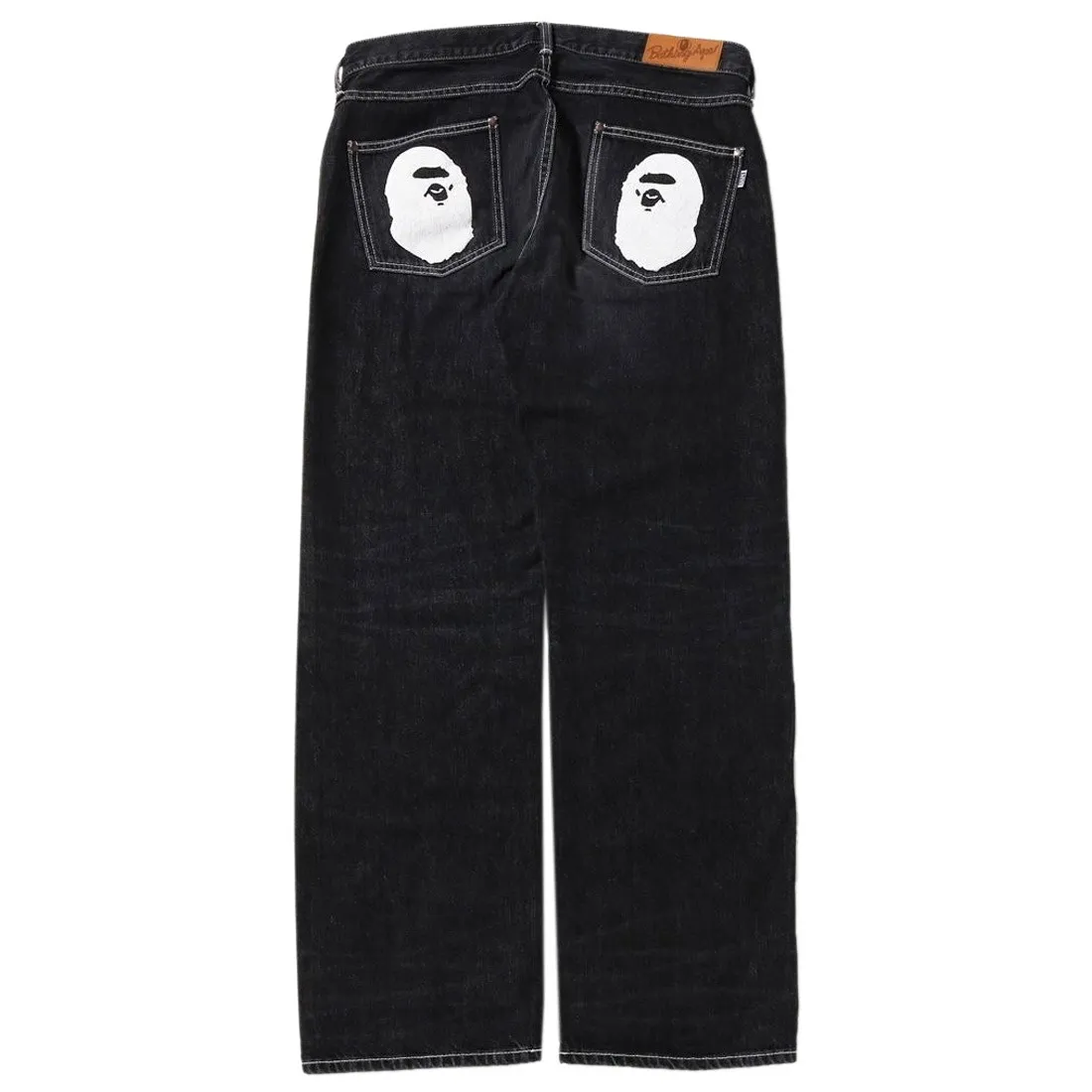 A Bathing Ape Men Ape Head Relaxed Fit Denim Pants (black)