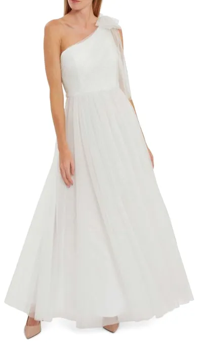 Akira Spot Tulle Maxi Dress White