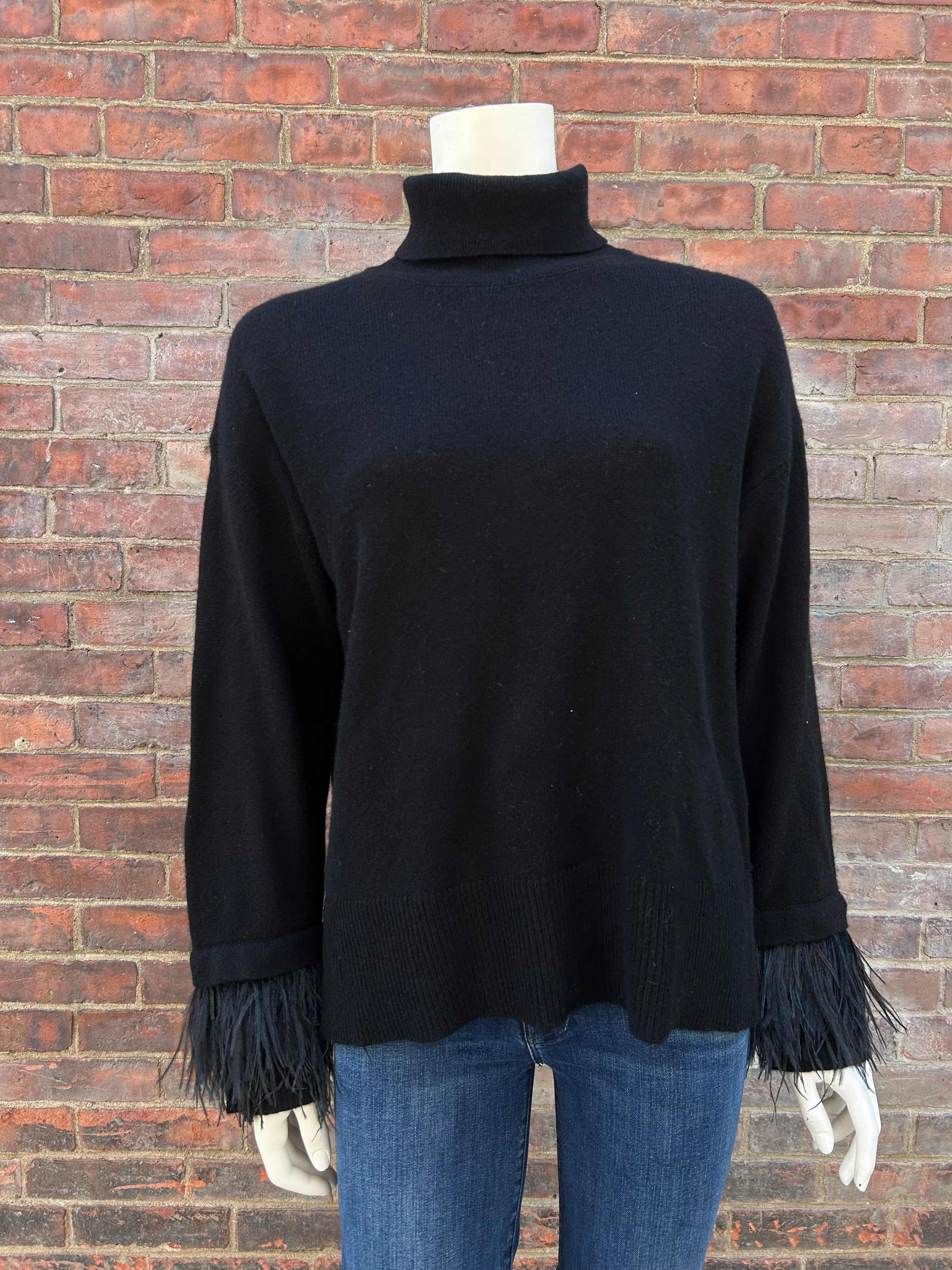 ALASHAN CASHMERE ELSIE TURTLENECK W/ FEATHER CUFF