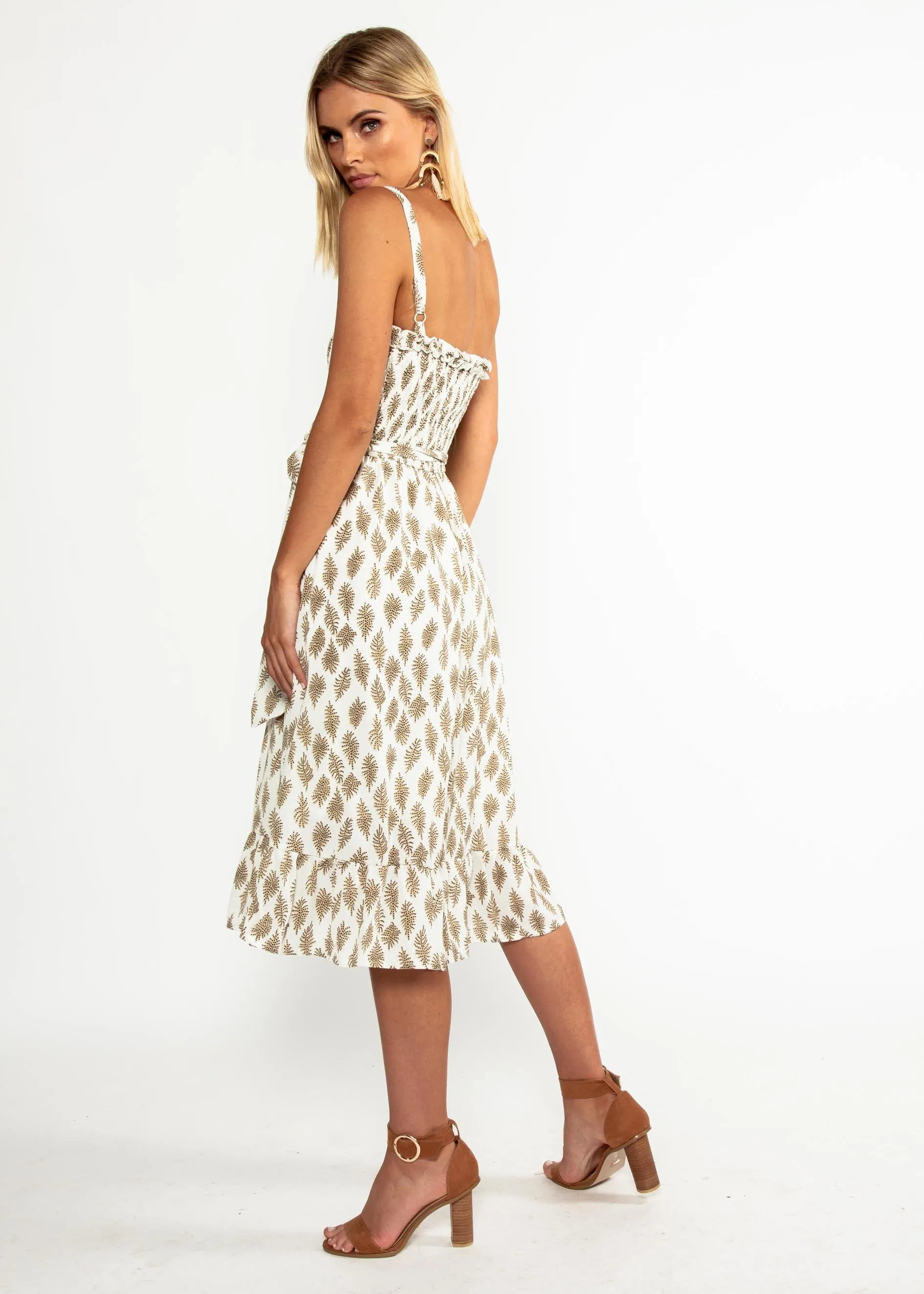 All My Love Midi Dress - White Leaf