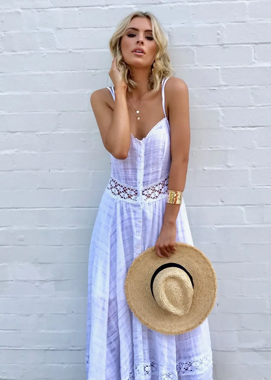 Angelina Maxi Dress - White Crochet