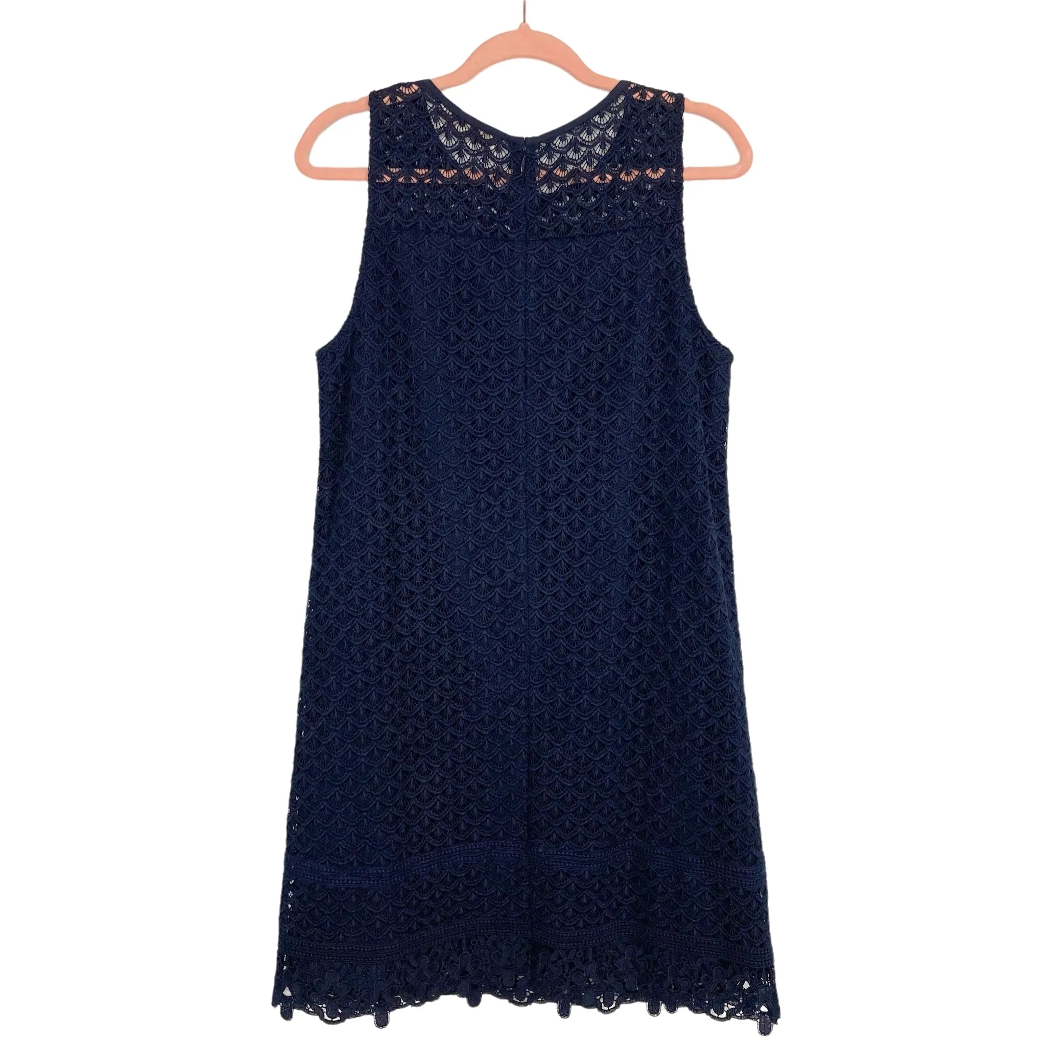 Ann Taylor Loft Navy with Lace Overlay Shift Dress- Size 10