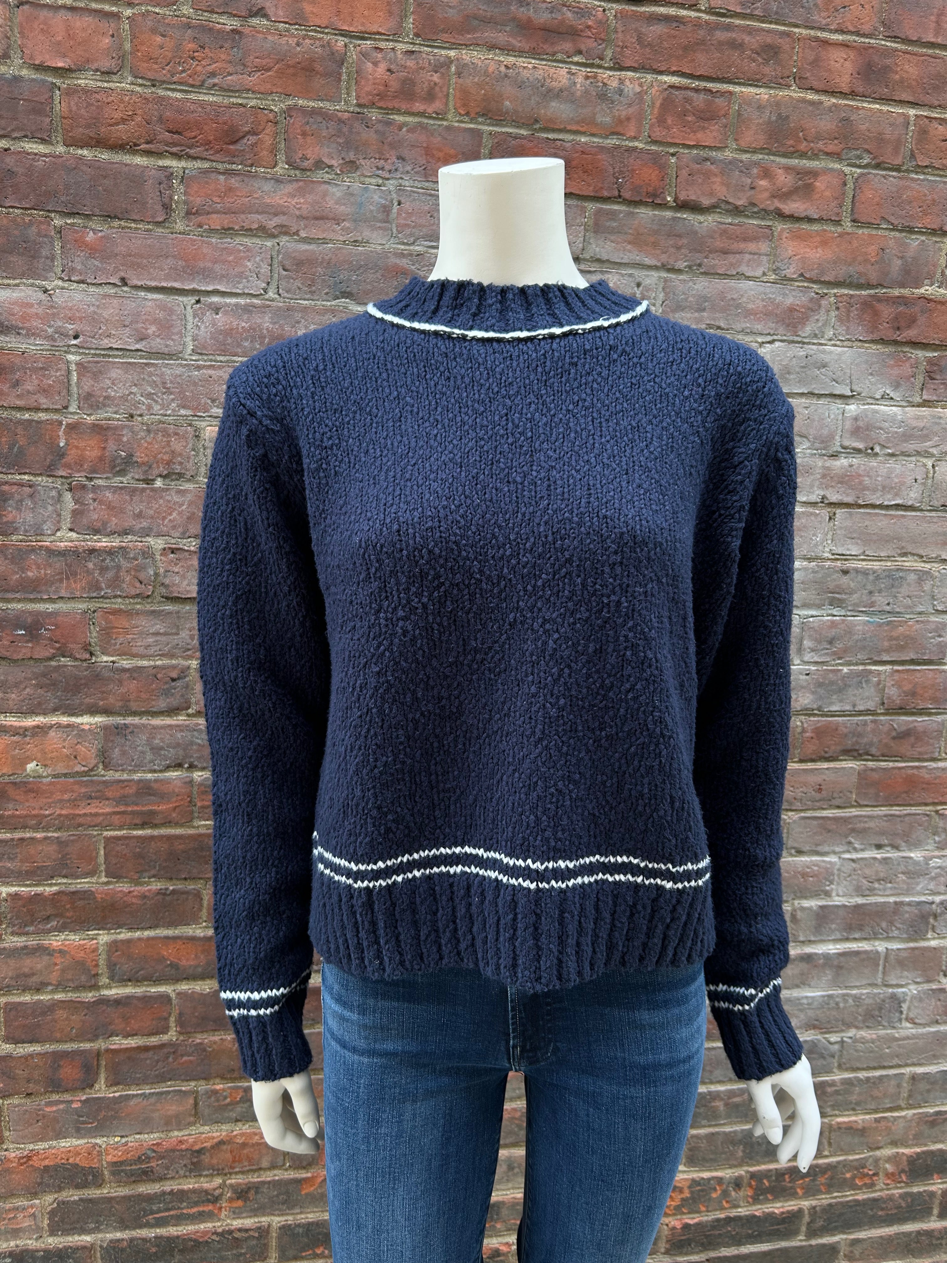 AUTUMN CASHMERE CREW W/ DOUBLE STRIPE DETAIL