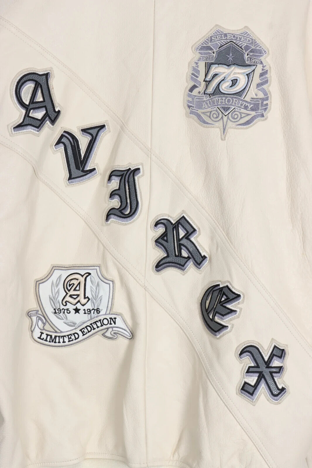 AVIREX 75th Anniversary Embroidered Limited Edition Leather Bomber Jacket (XXL)