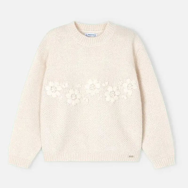 Beige Daisy Knit Sweater