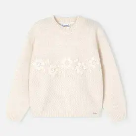 Beige Daisy Knit Sweater