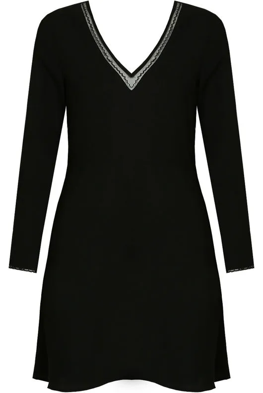 Black Netted Back Button Up Shift Dress