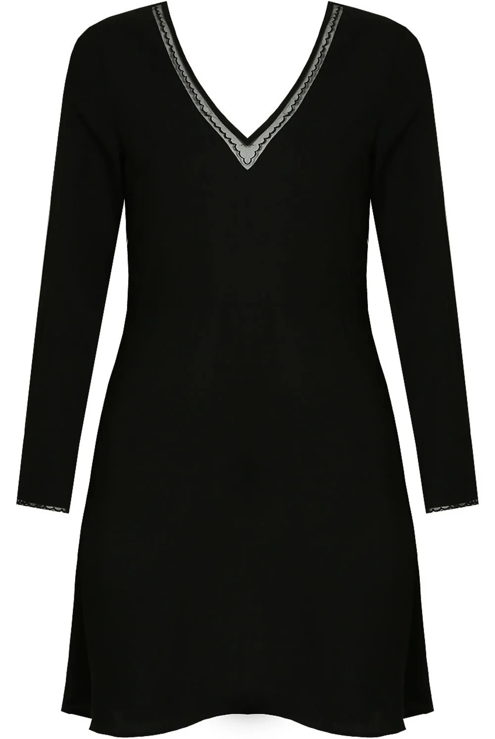 Black Netted Back Button Up Shift Dress