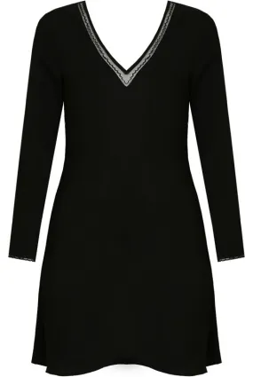 Black Netted Back Button Up Shift Dress