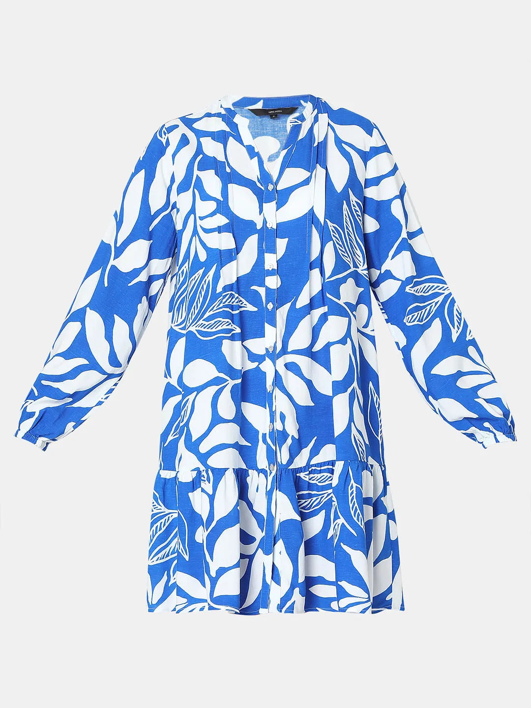 Blue & White Printed Shift Dress