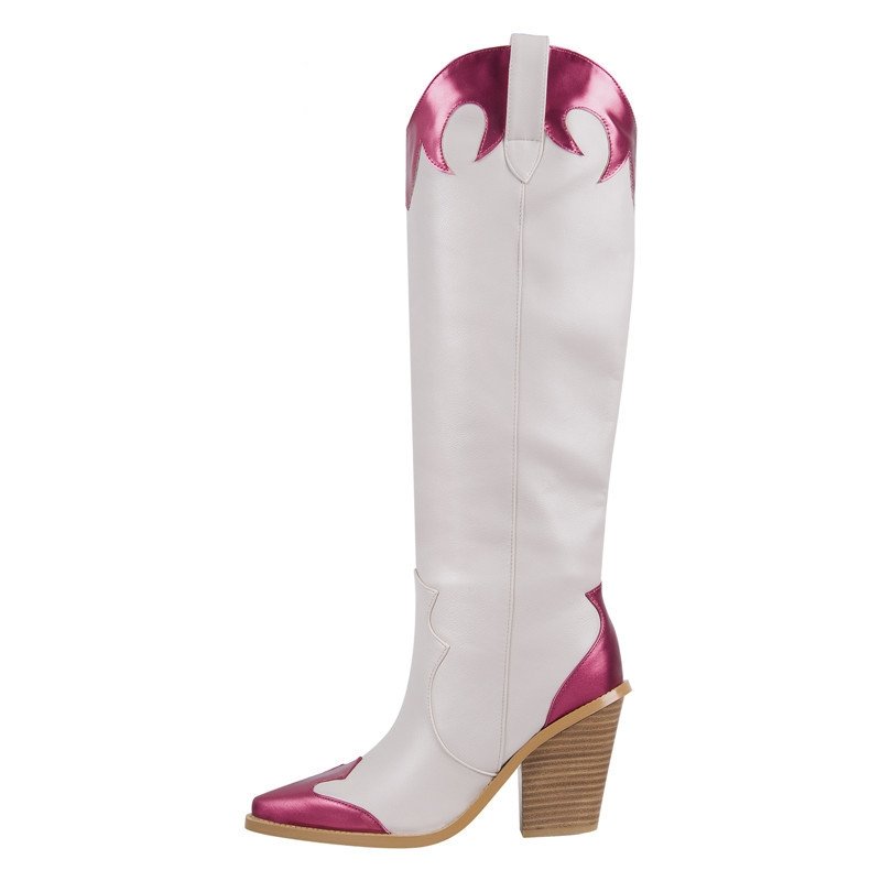 Boots Queen Tavered (White and fuchsia)