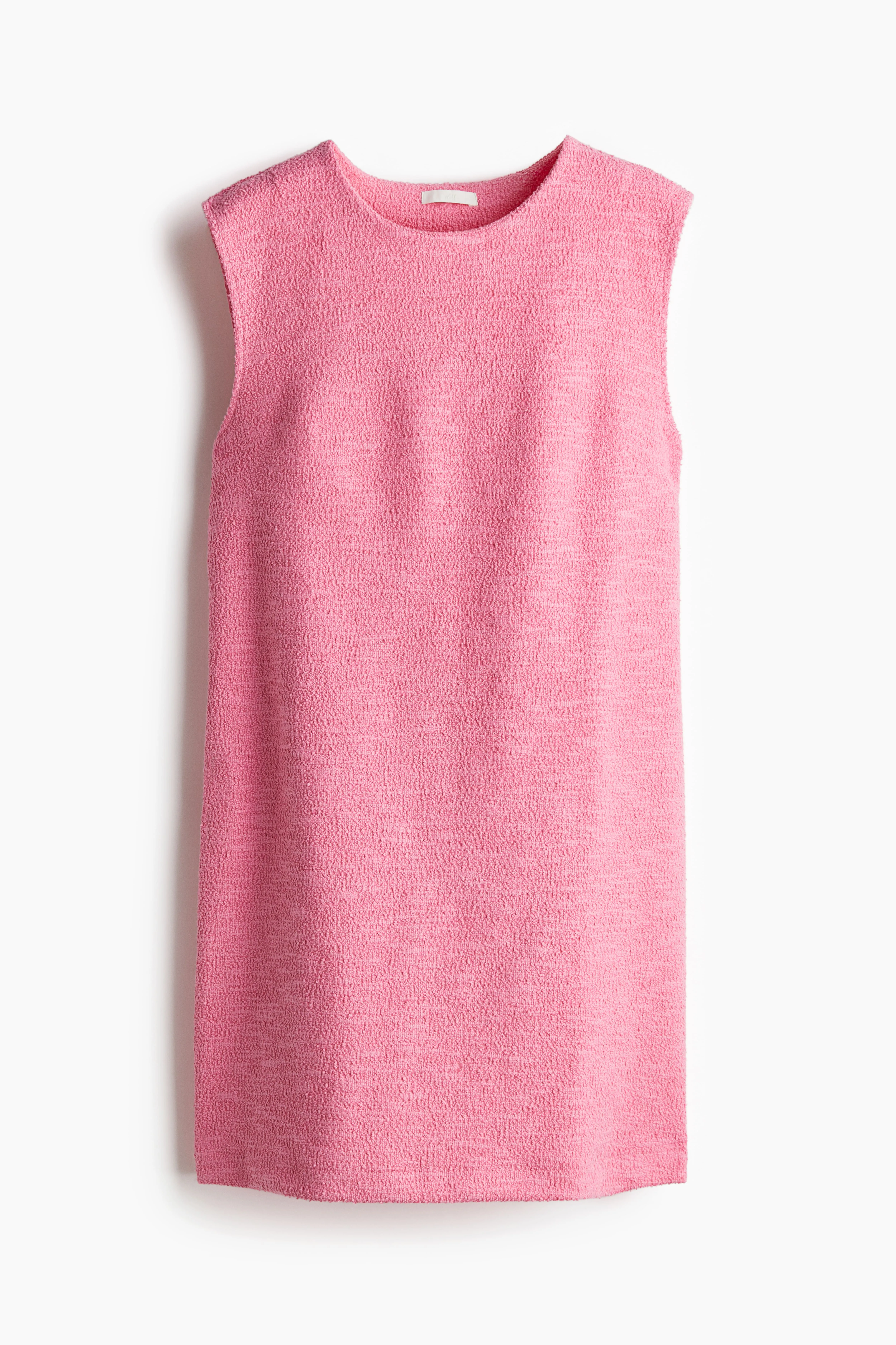 Bouclé shift dress - Round neck - Sleeveless - Pink - Ladies | H&M GB