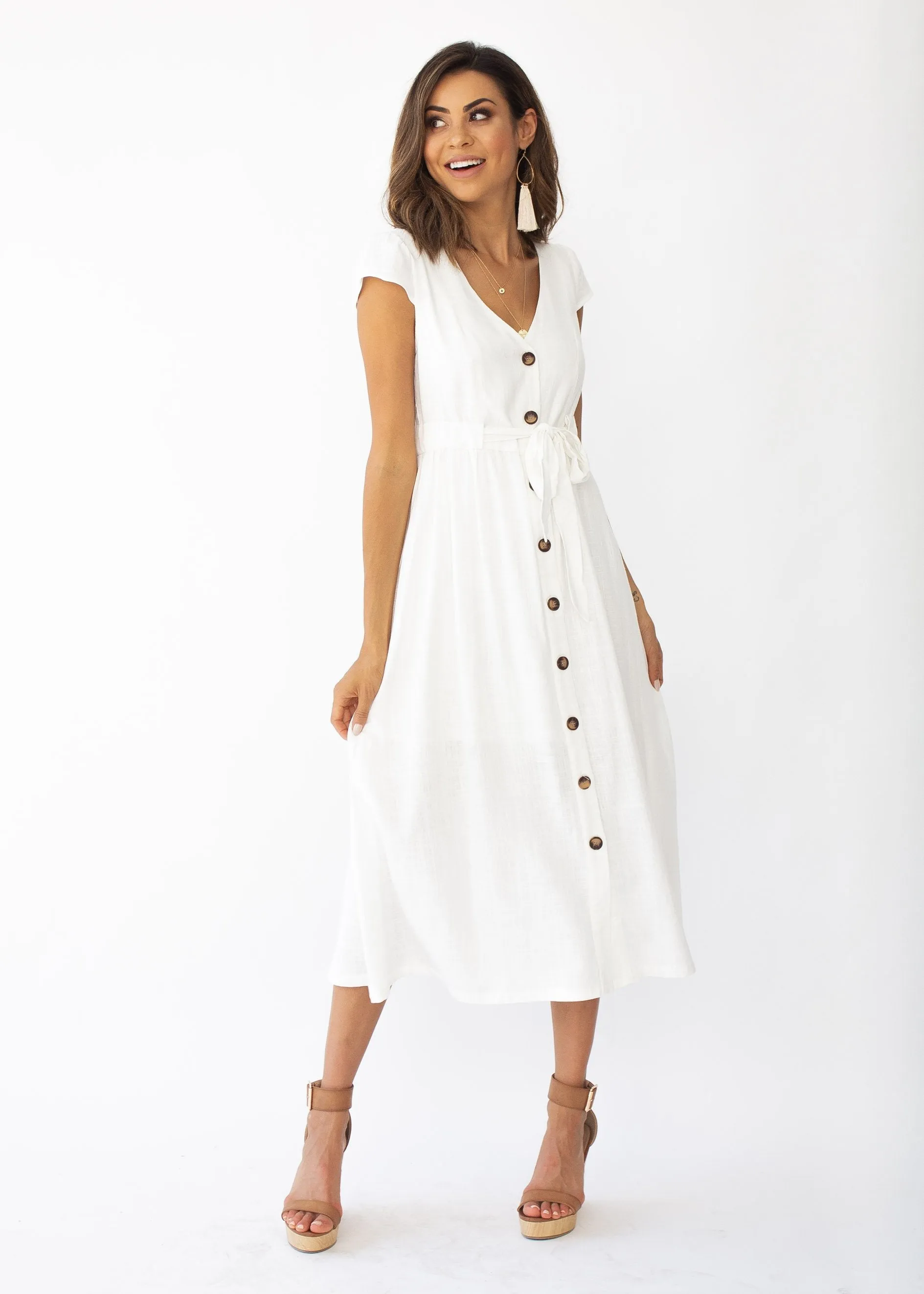 Bourdeaux Midi Dress - White