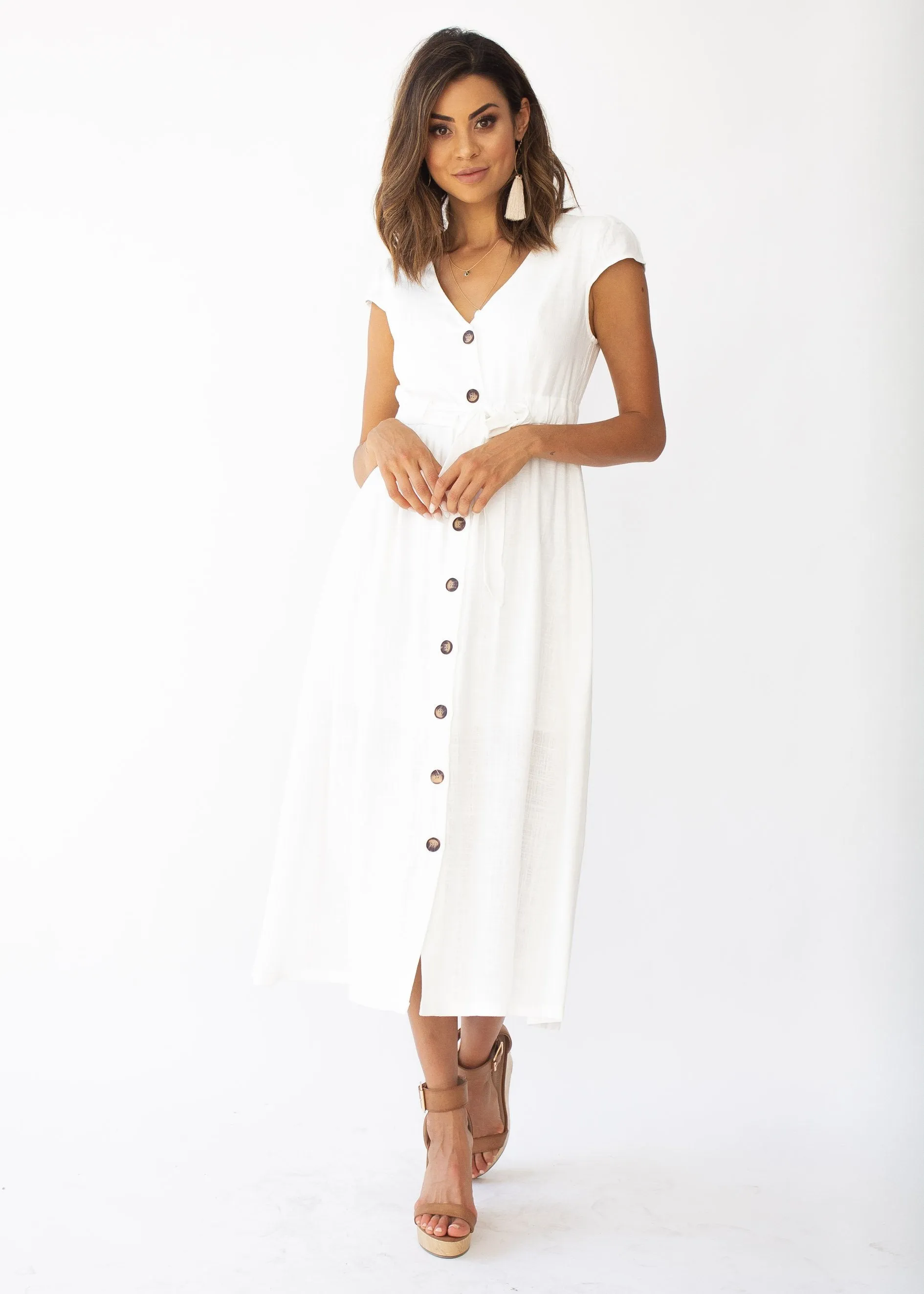 Bourdeaux Midi Dress - White