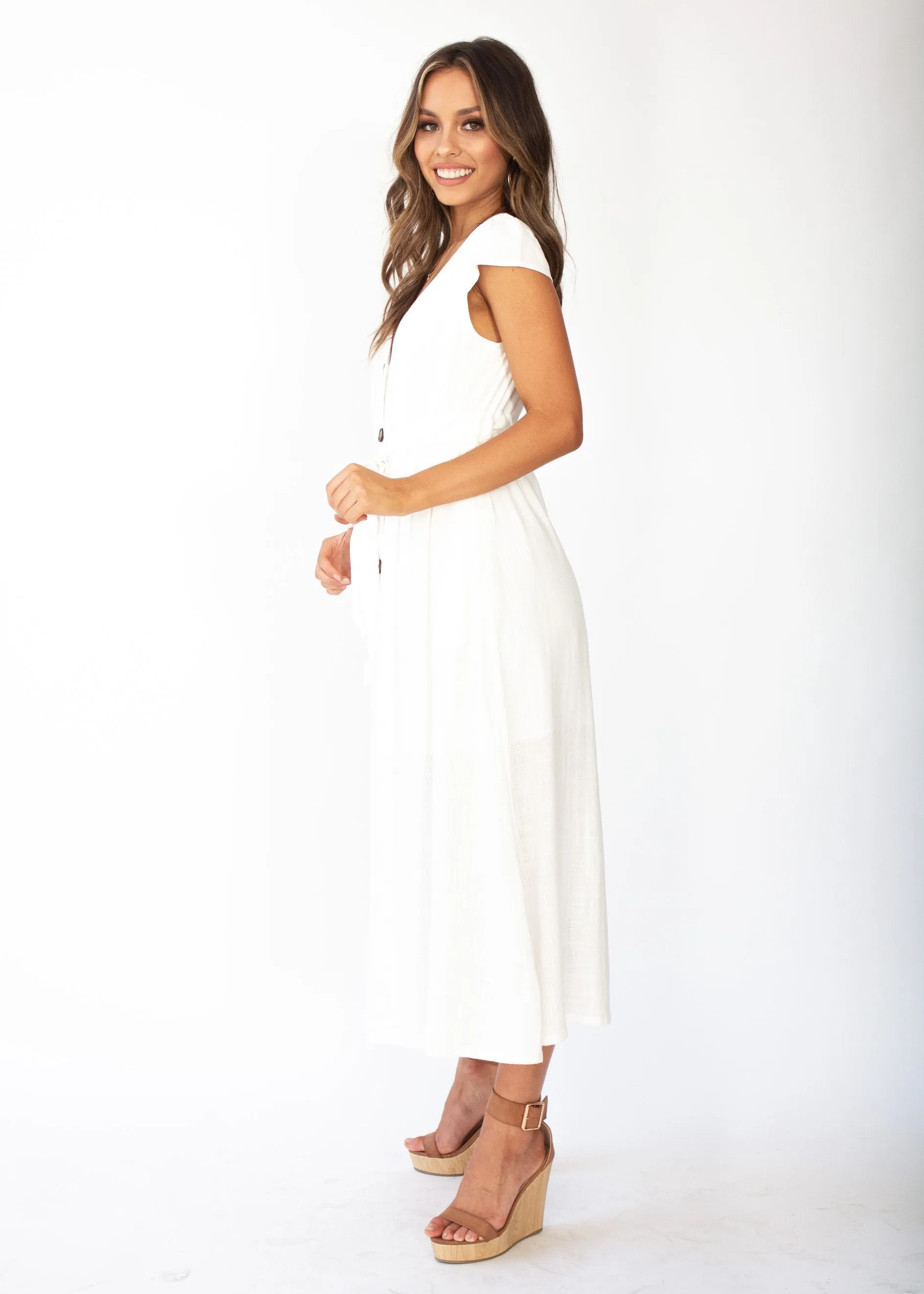 Bourdeaux Midi Dress - White