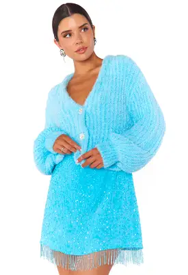 Clemmie Cardi-Highlighter Blue Knit