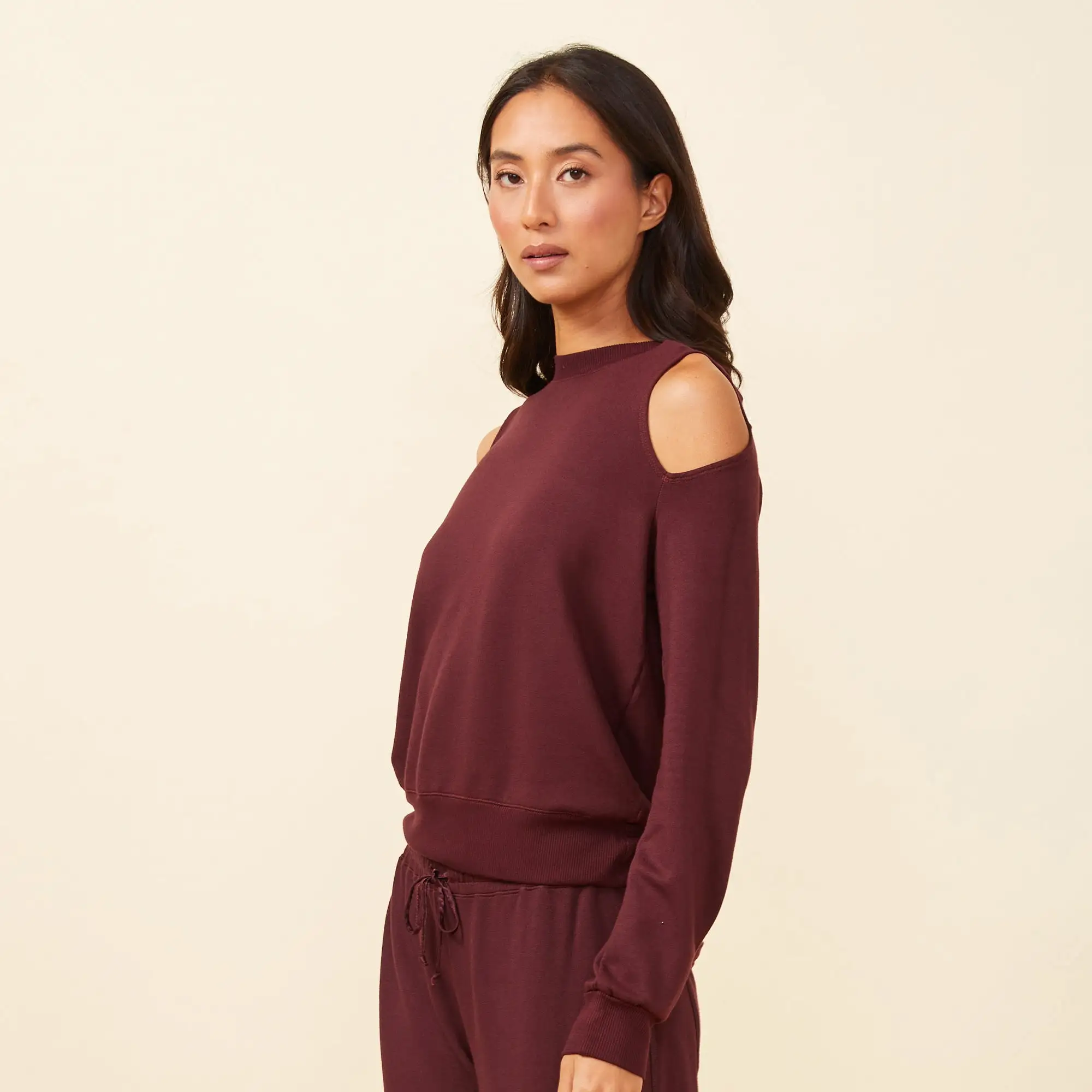 Cold Shoulder Crew Neck Sweatshirt