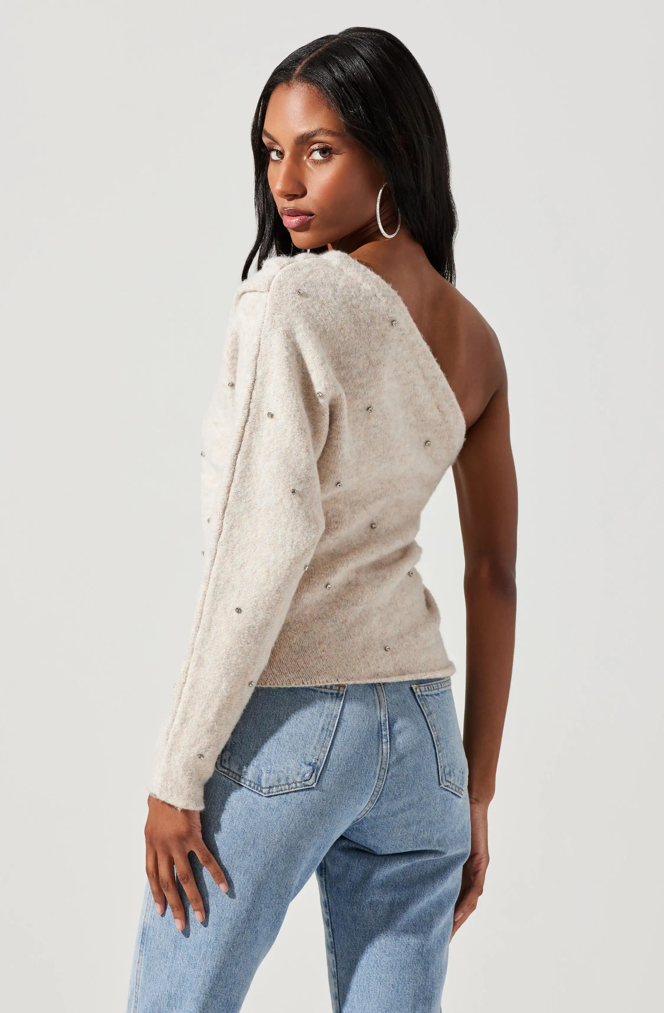 Cosima Embellished One Sleeve Sweater