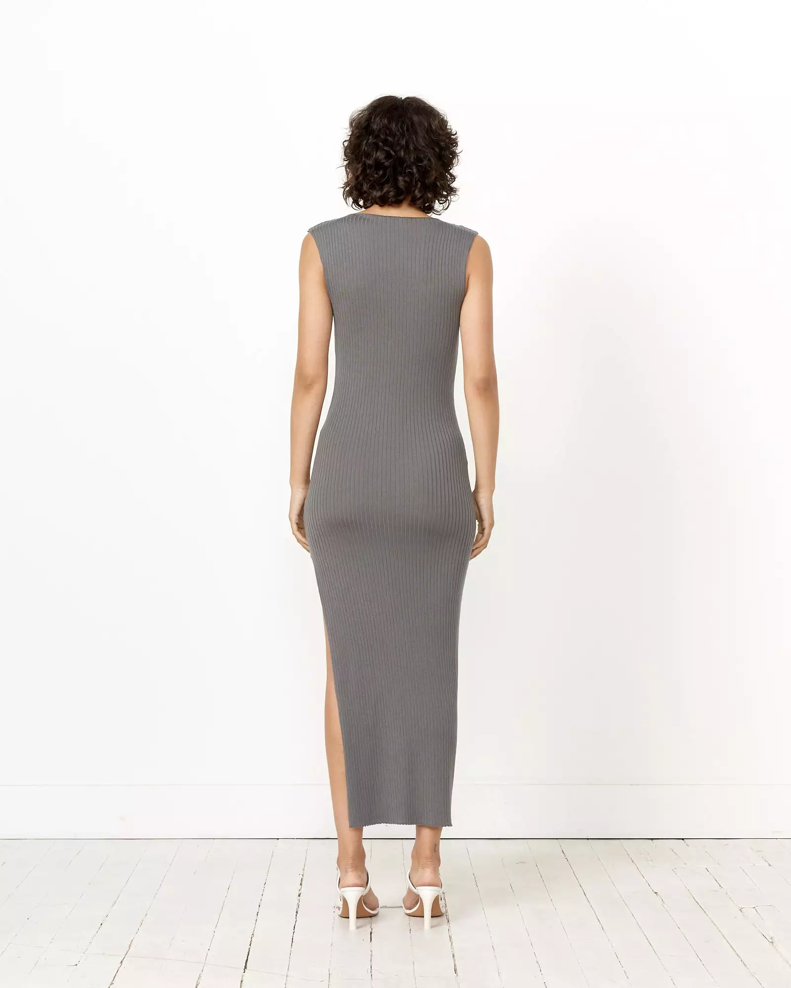 Cut Away Knit Dress in Stone Grey