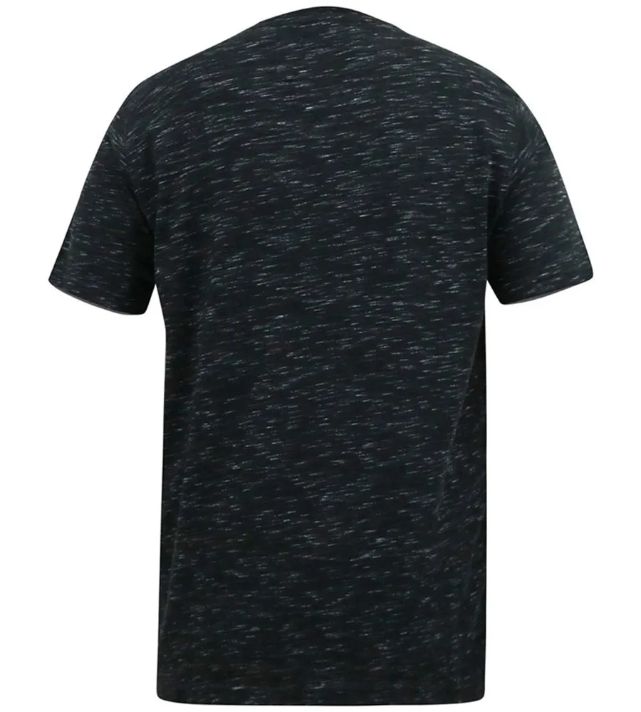 D555 Big Mens Black Reno Fabric T-Shirt With Chest Embroidery (ORSTON 1)