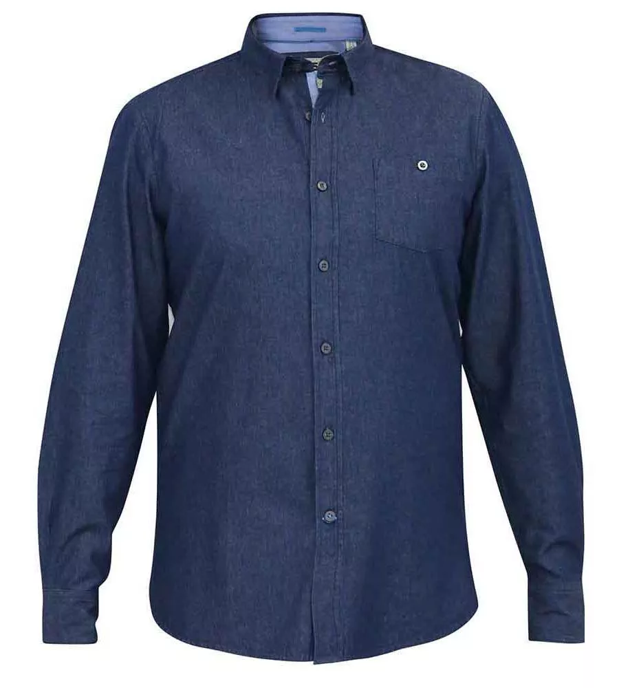 D555 Big Mens Long Sleeve Denim Shirt With Chest Pocket (JACOB)