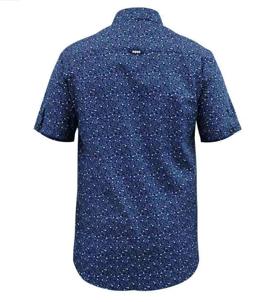 D555 Big Mens Navy Short Sleeve Shirt With Floral Print (TRISTAIN)