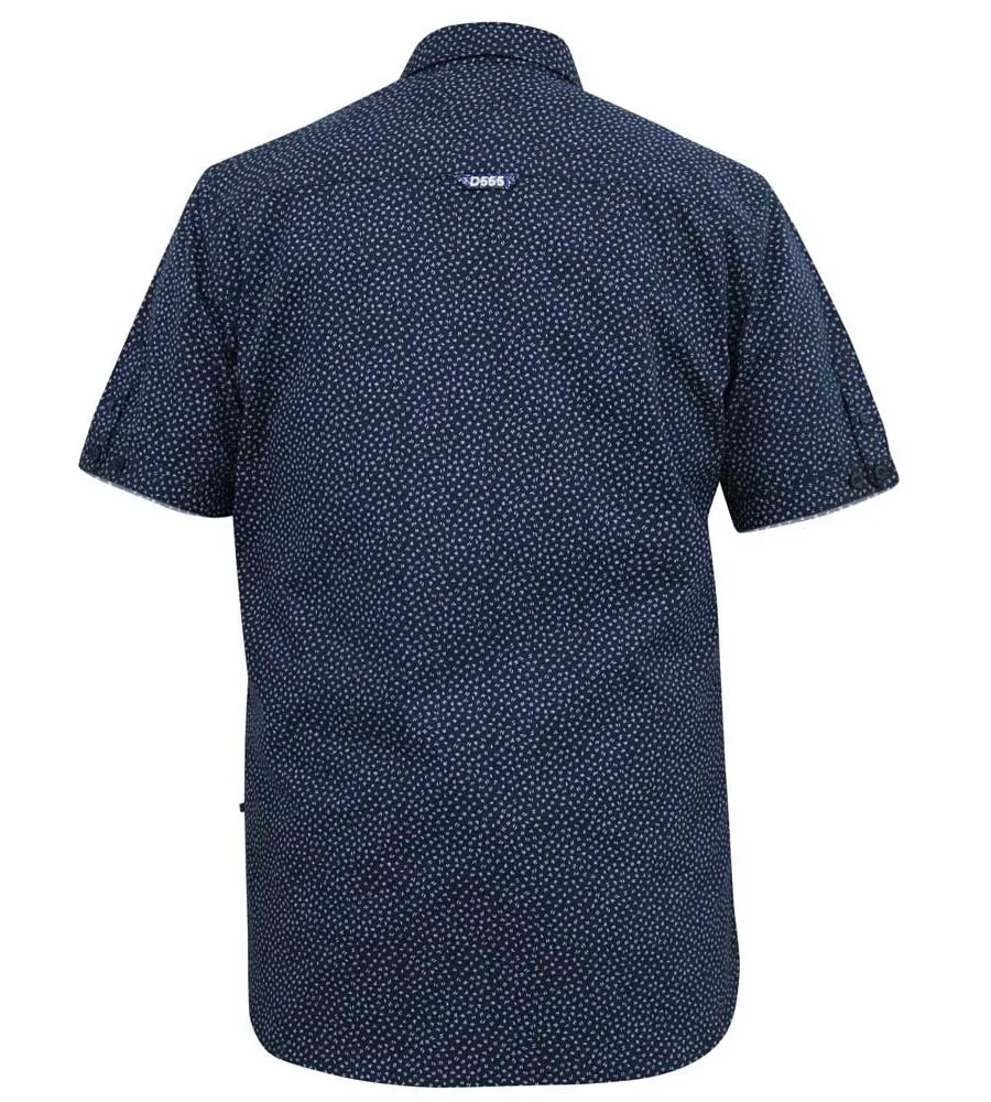 D555 Big Mens Navy Short Sleeve Shirt With Micro Print (BRODY)