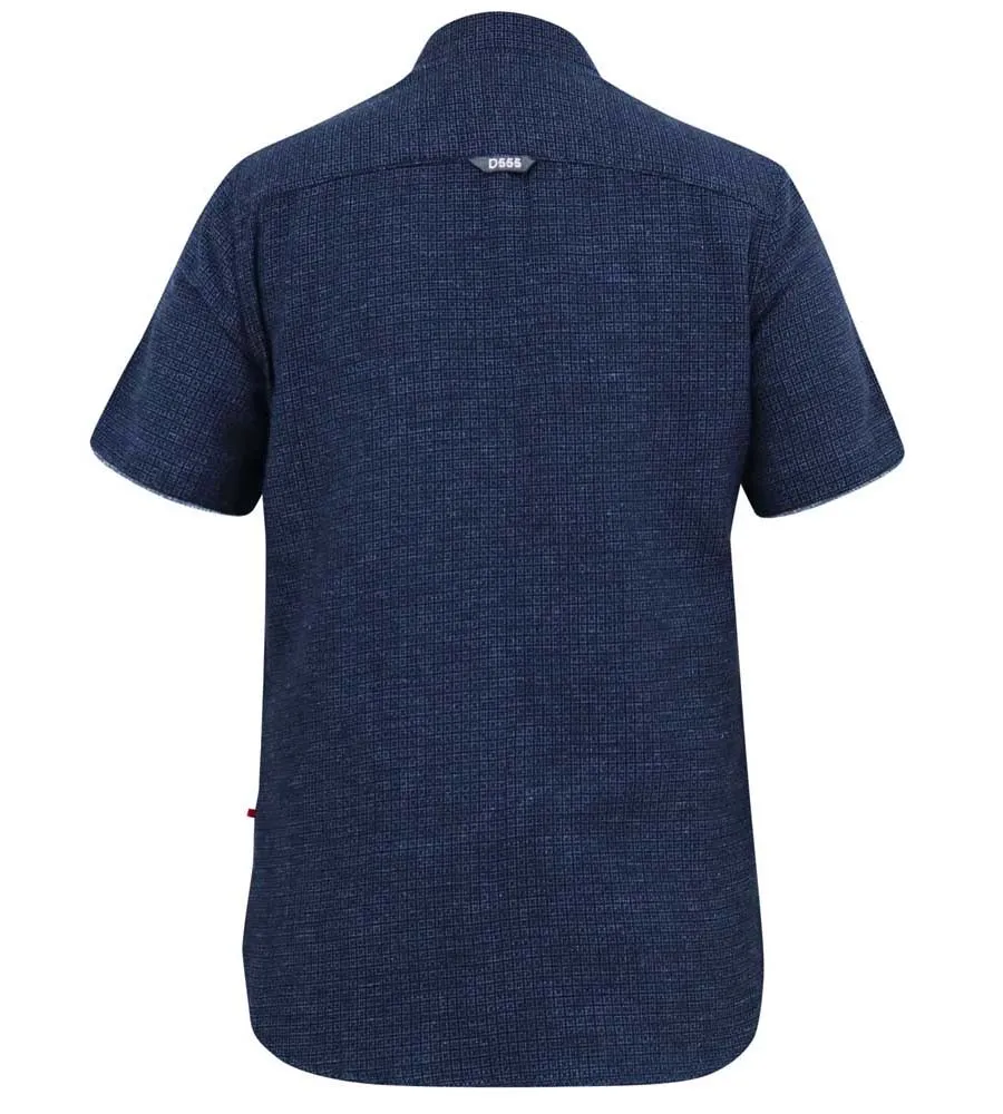 D555 Big Mens Navy Short Sleeve Shirt With Woven Pattern (GIRTON)