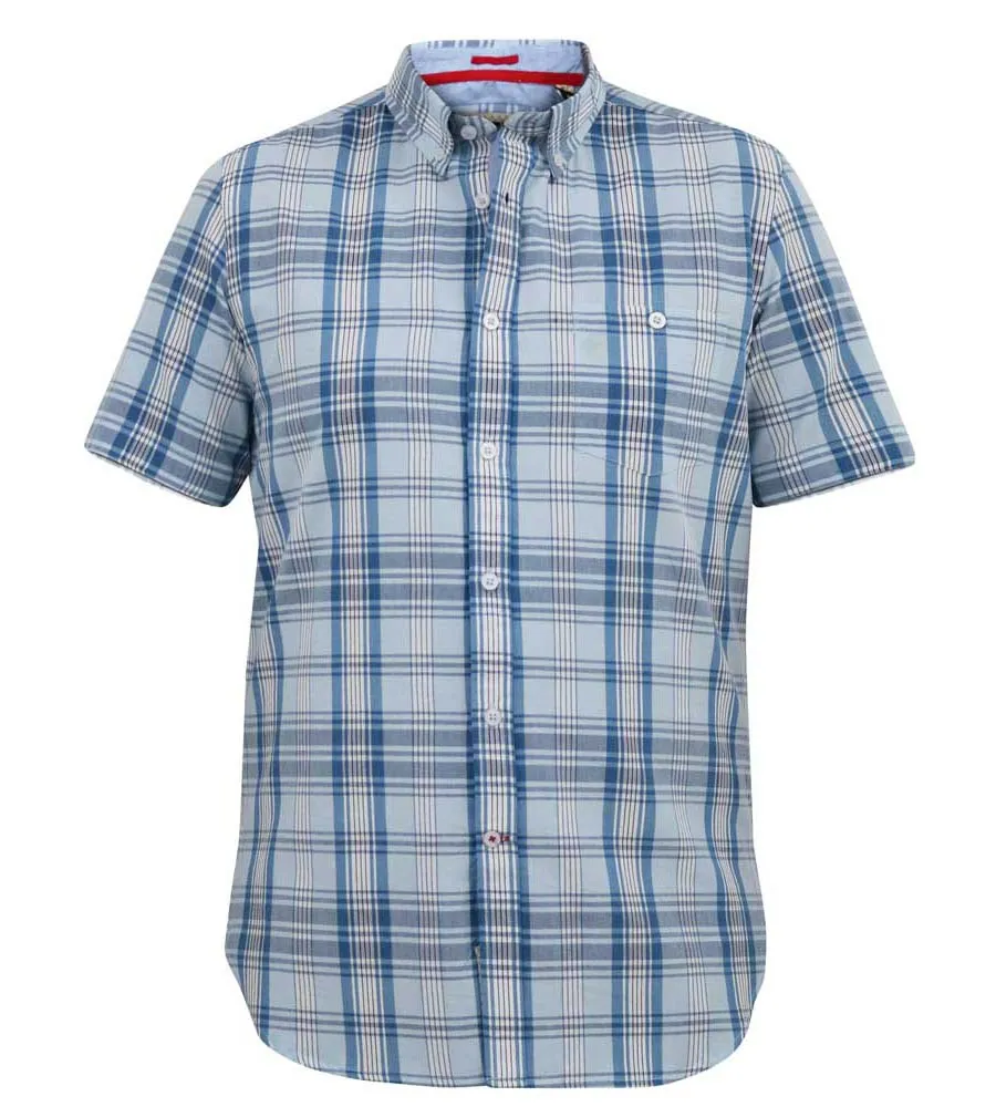 D555 Mens Blue Short Sleeve Check Shirt With Pocket (ORCHARD)