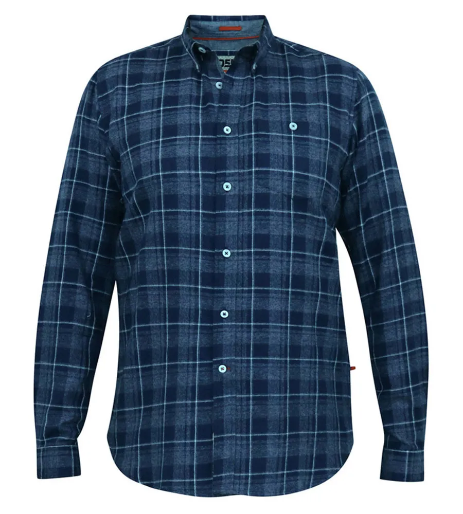 D555 Mens Long Sleeve Navy Check Shirt With Chest Pocket (SONNY)