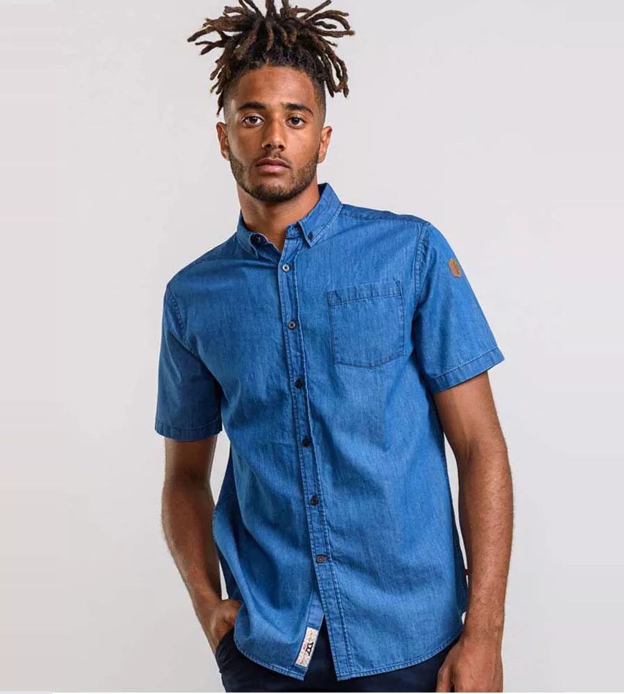 D555 Mens Short Sleeve Denim Shirt With Chest Pocket (ARNOLD)