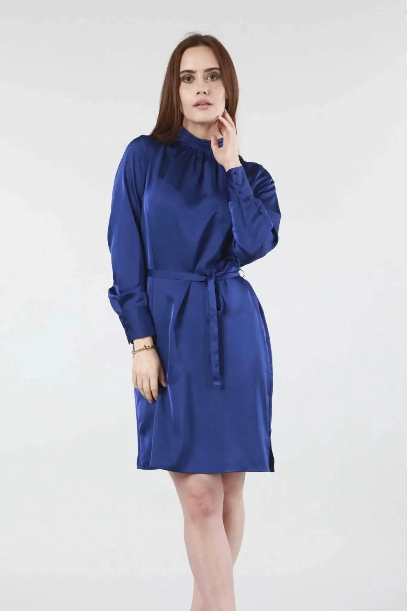 Double Second Royal Blue Belted Shift Dress