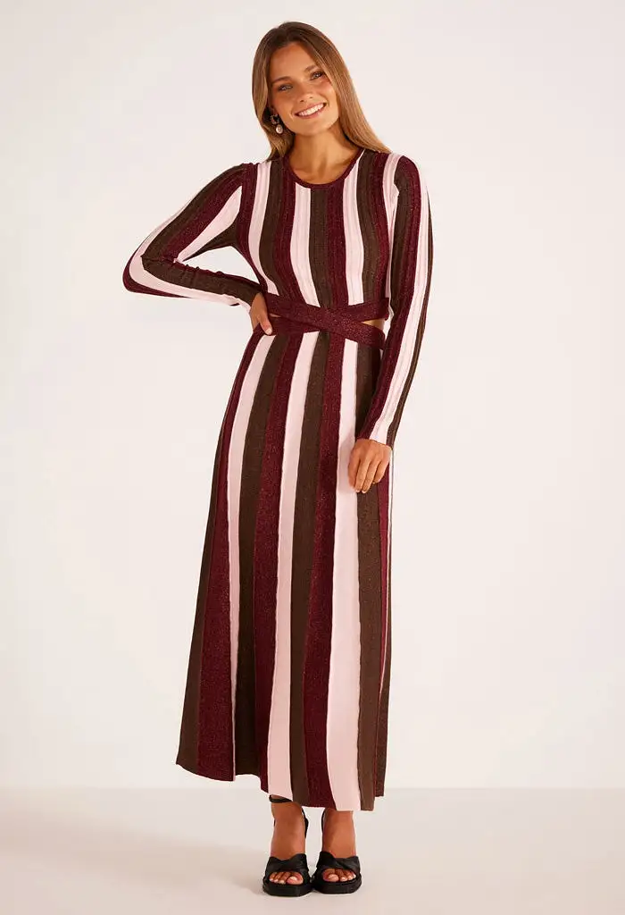 Eden Knit Dress-Metallic Stripe