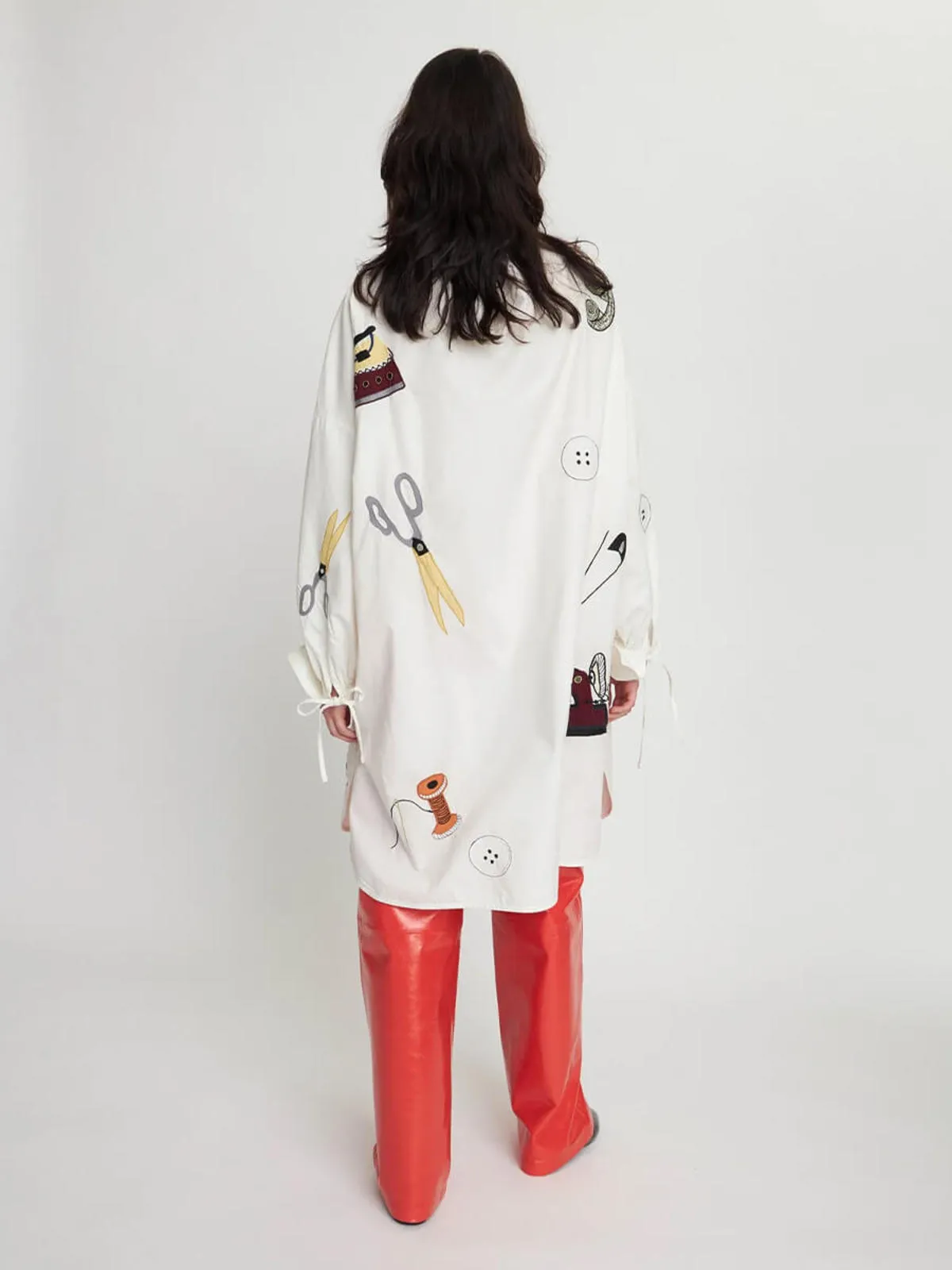 Embroidered Shirt Dress - White