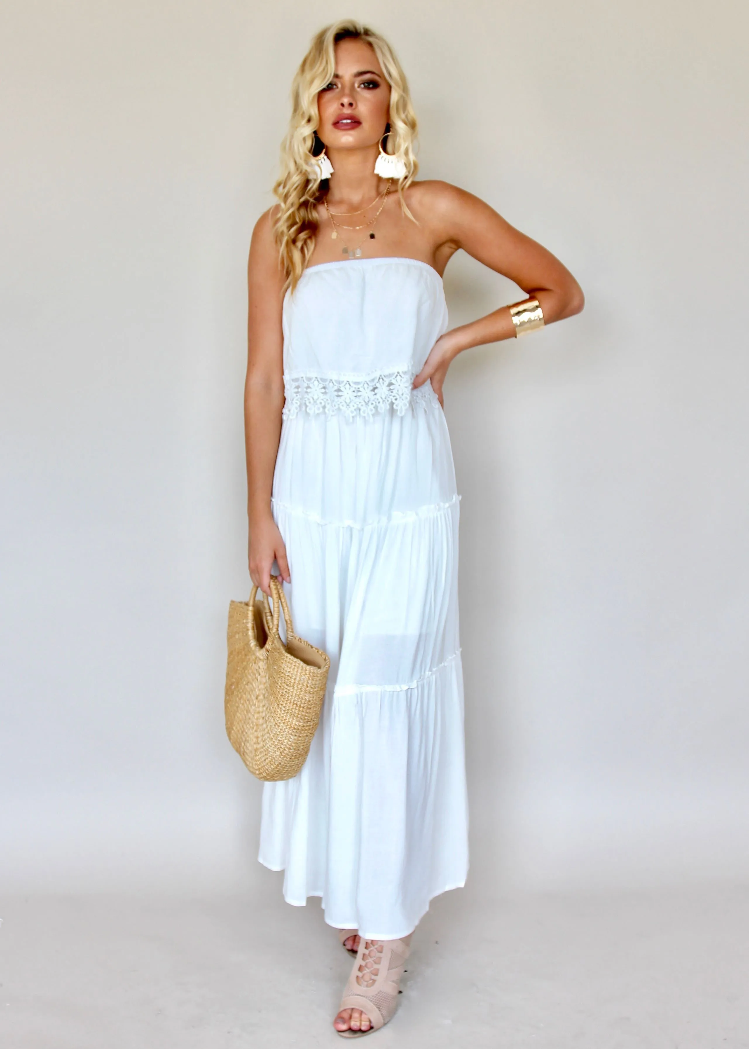 Estella Off Shoulder Dress - White