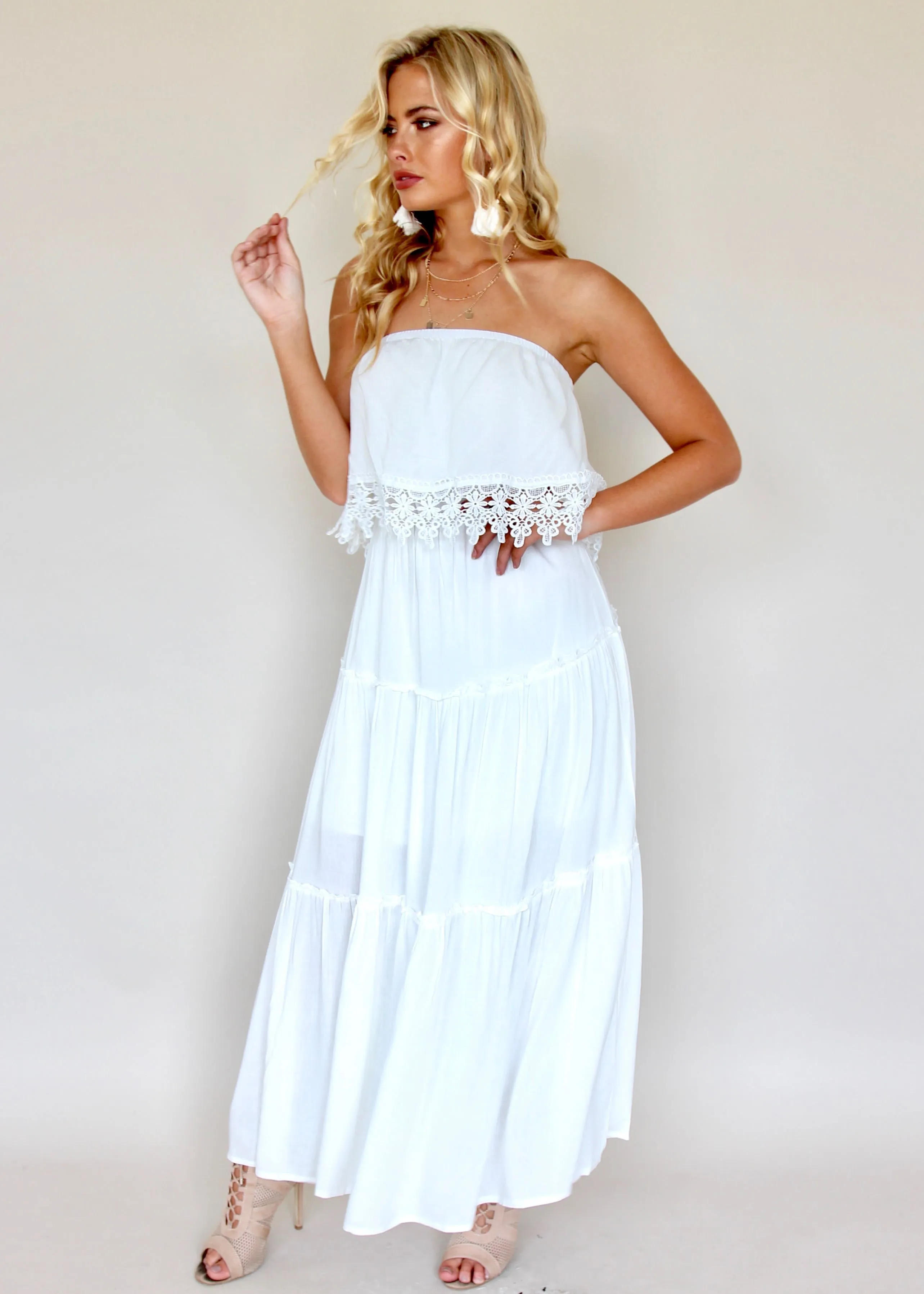 Estella Off Shoulder Dress - White