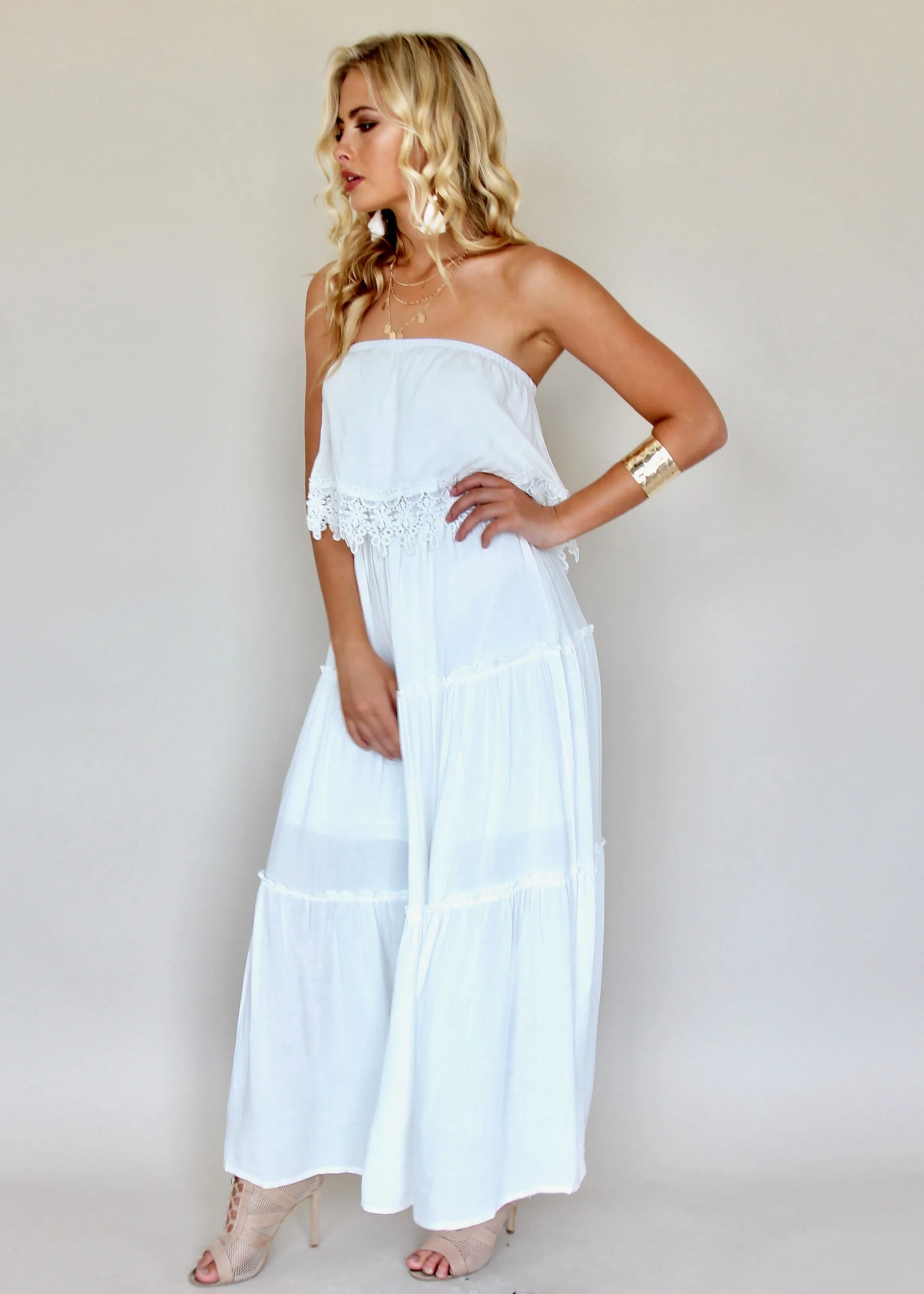 Estella Off Shoulder Dress - White