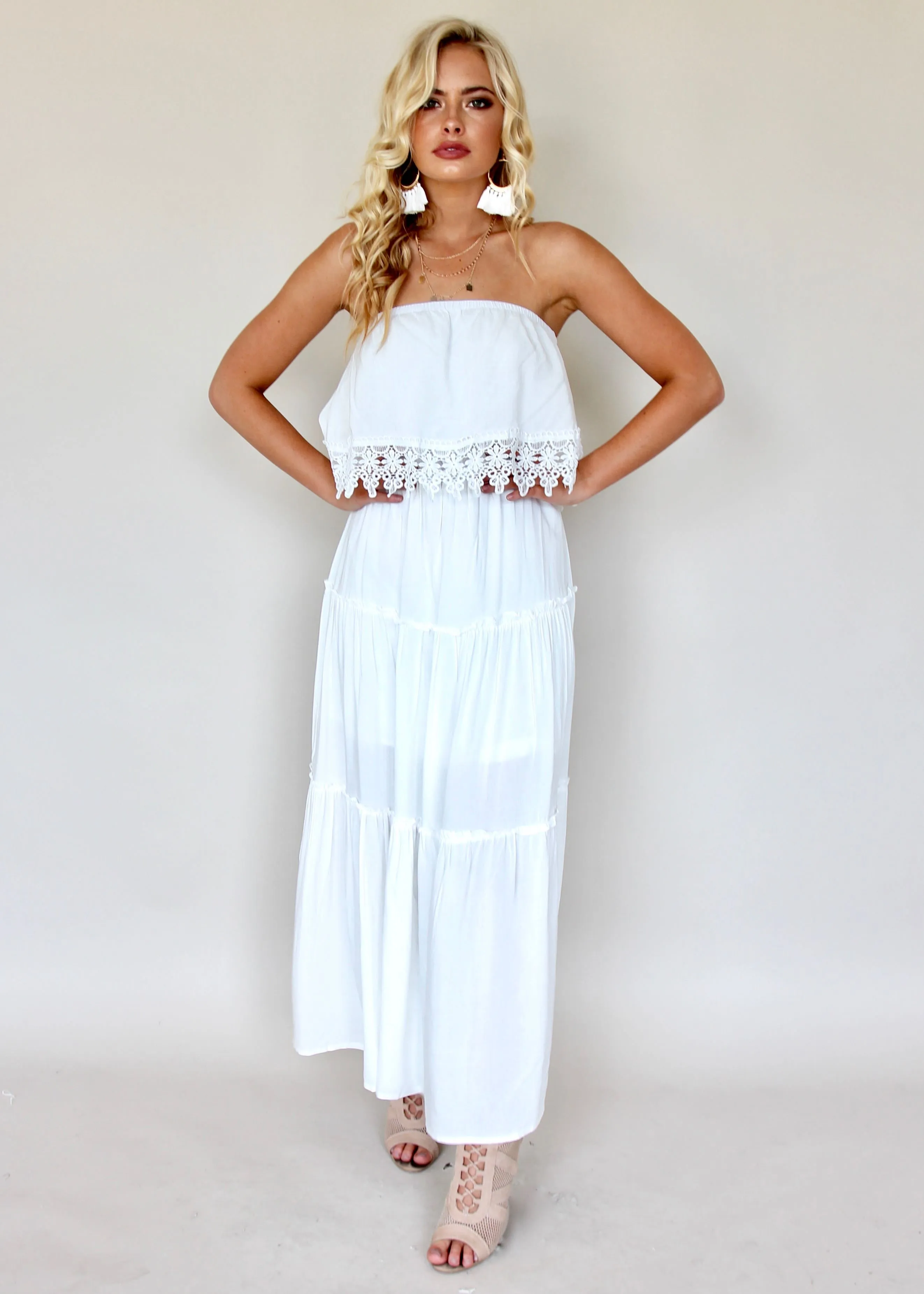 Estella Off Shoulder Dress - White