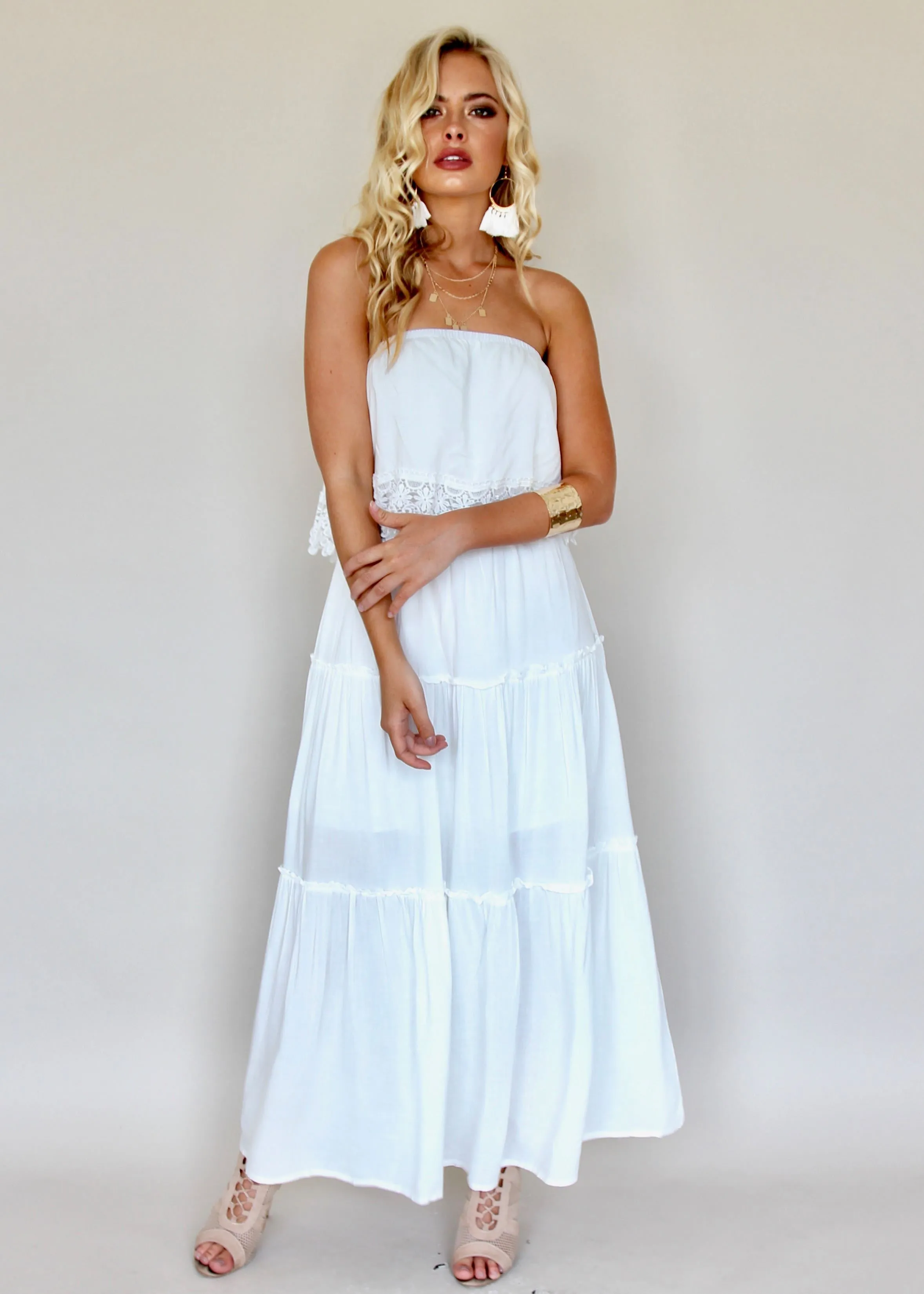 Estella Off Shoulder Dress - White