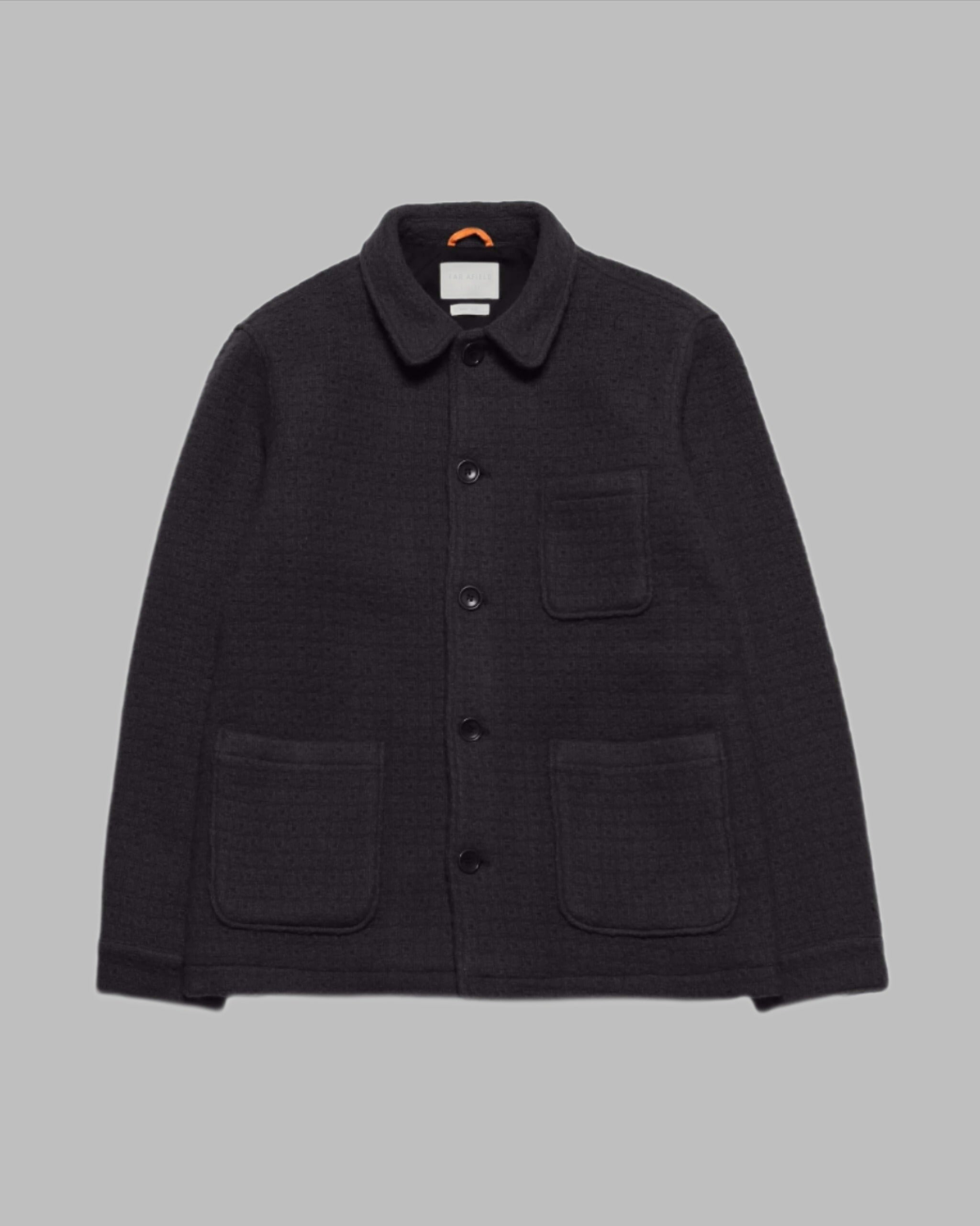 Far Afield STATION JACKET Textured Jacquard Meteorite Black