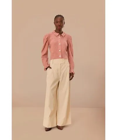 FarmRio Off-White Double Waistband Pants