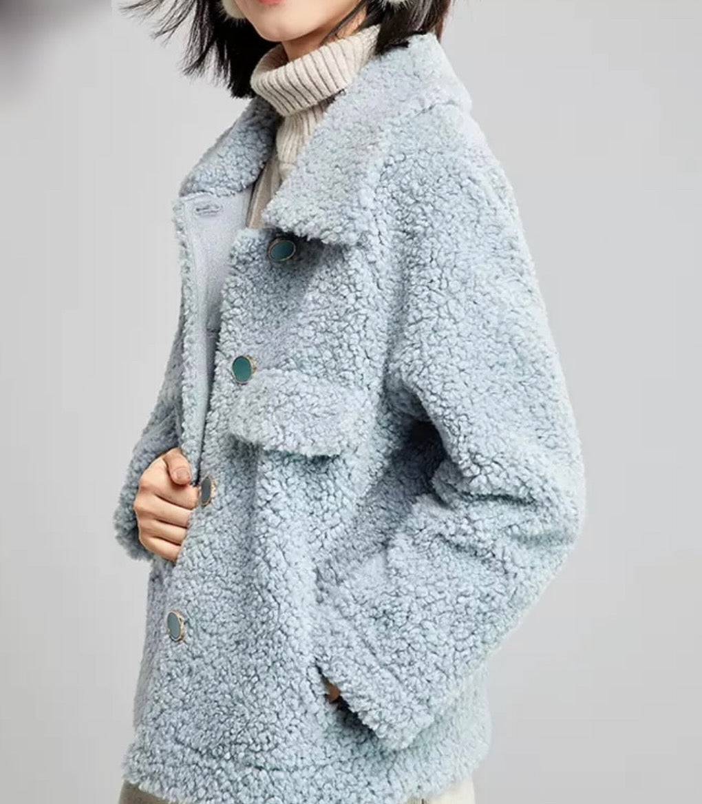 Faux Fur Teddy Side Flapped Outerwear Coat