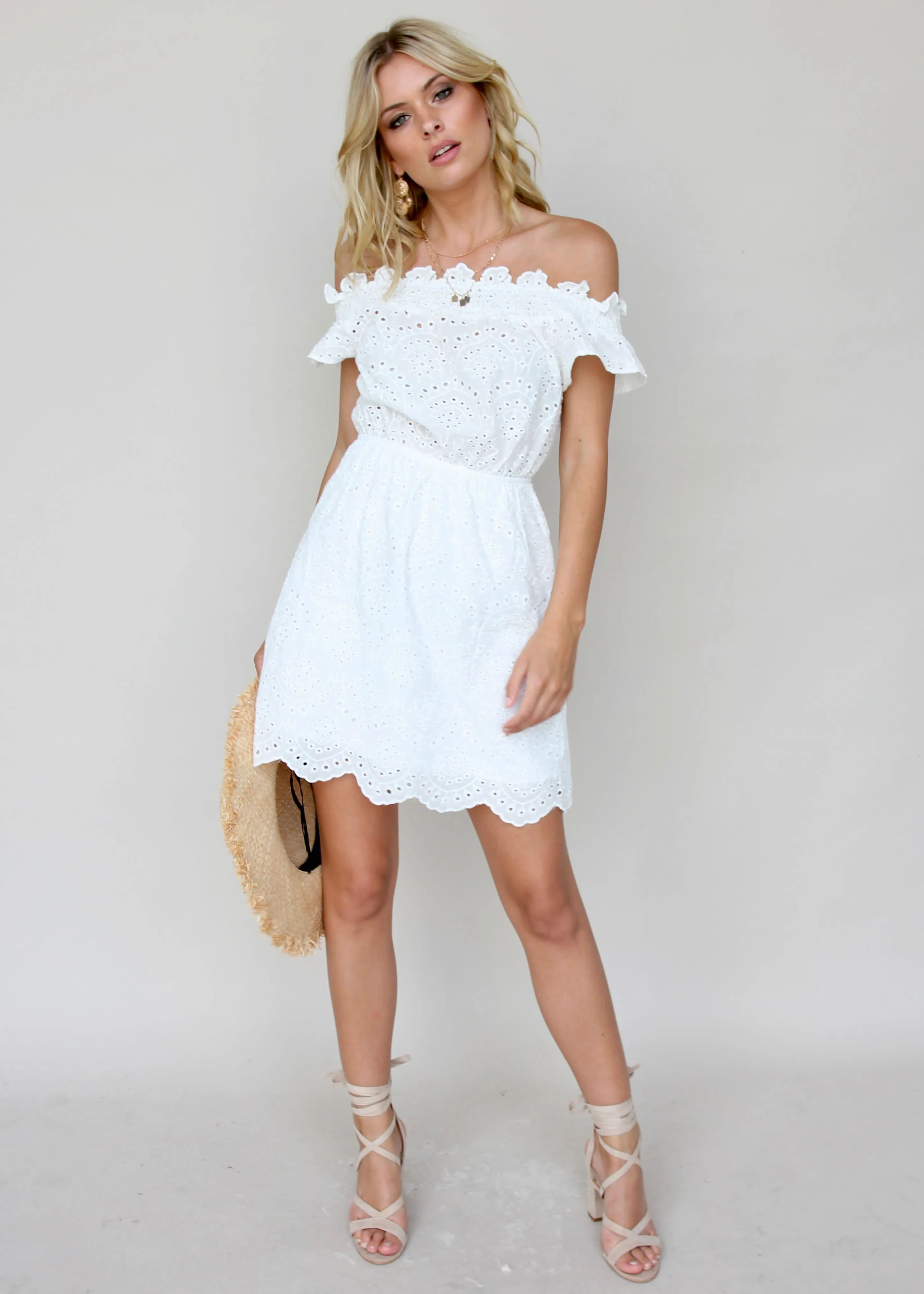 Float On Strapless Dress - White