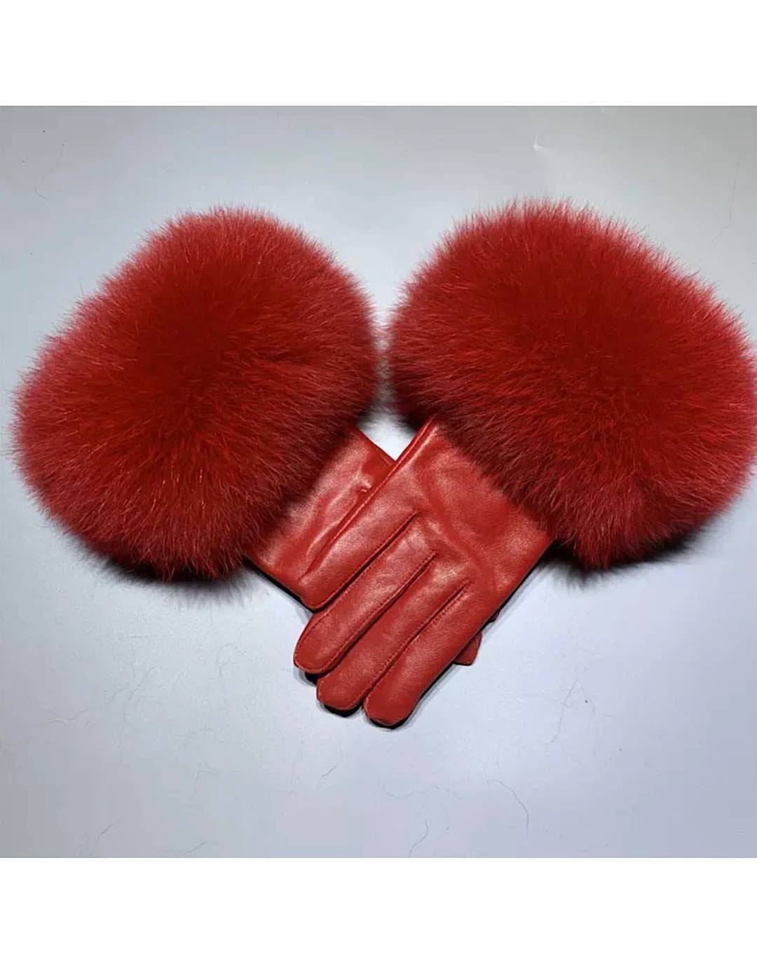 Fox Fur Sheepskin Genuine Leather Gloves