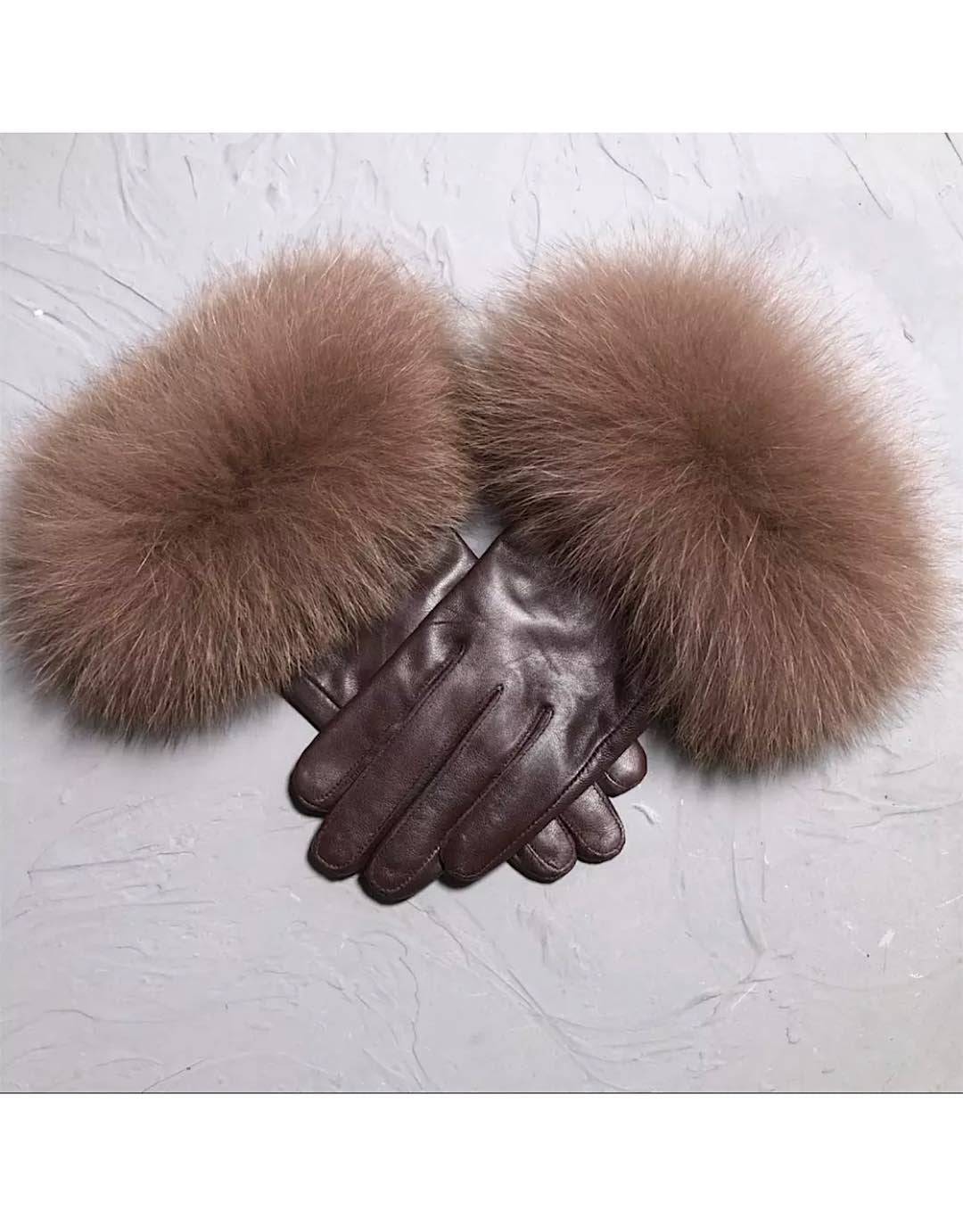 Fox Fur Sheepskin Genuine Leather Gloves