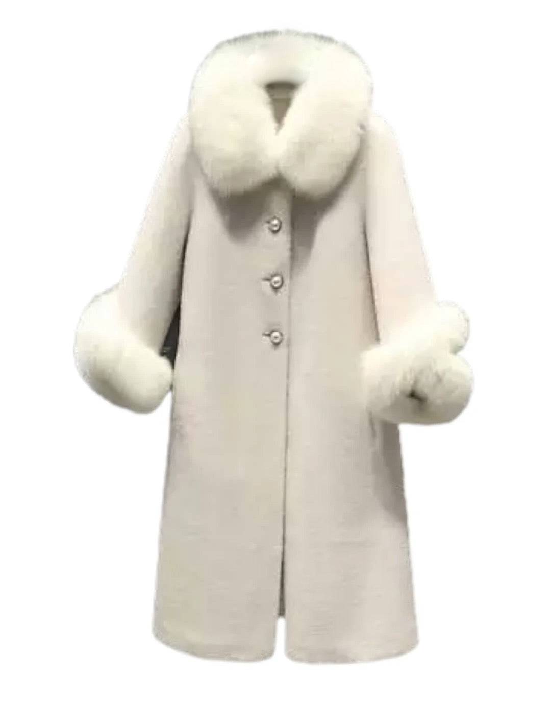 Fox Fur Trimmed Wool Coat