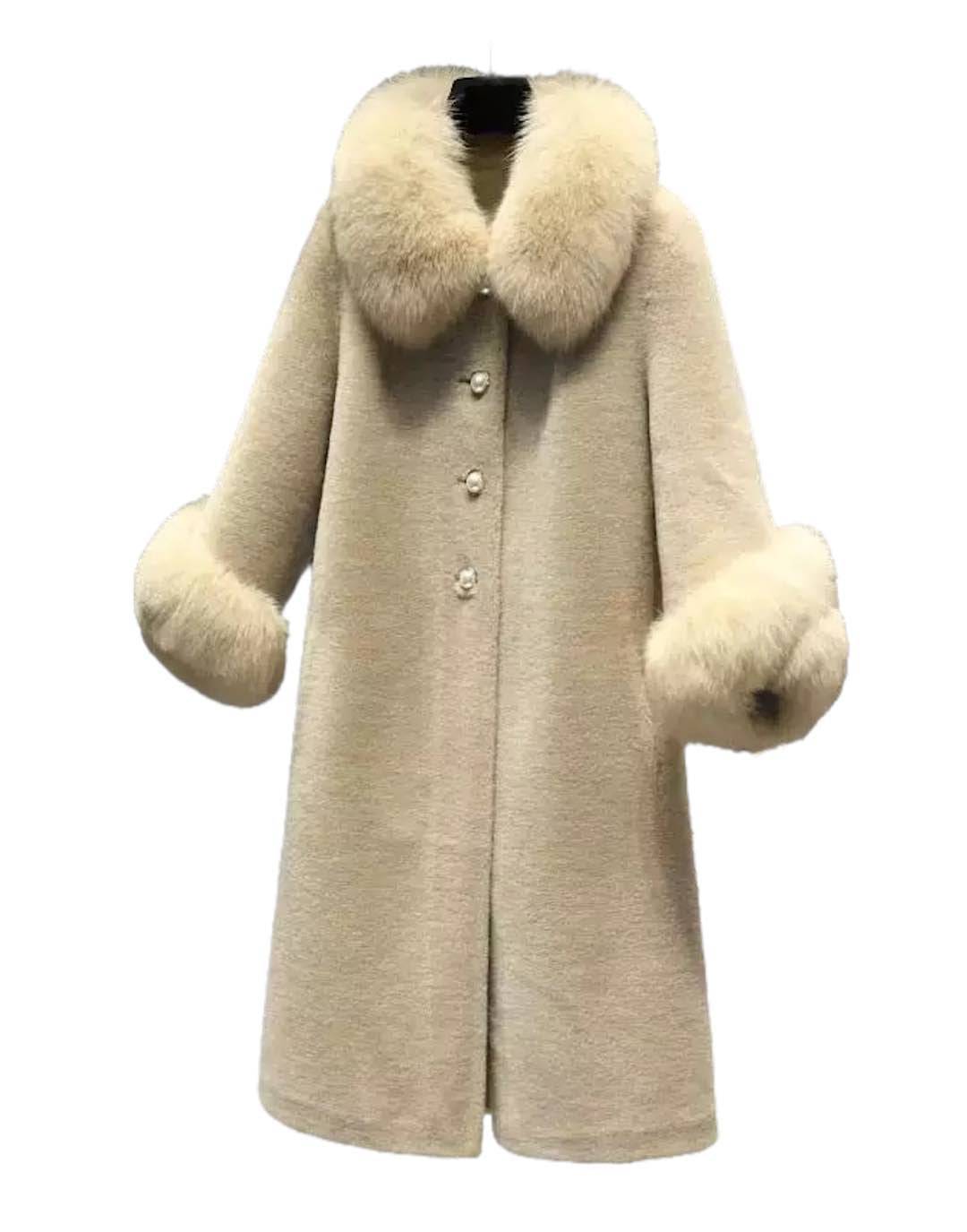 Fox Fur Trimmed Wool Coat